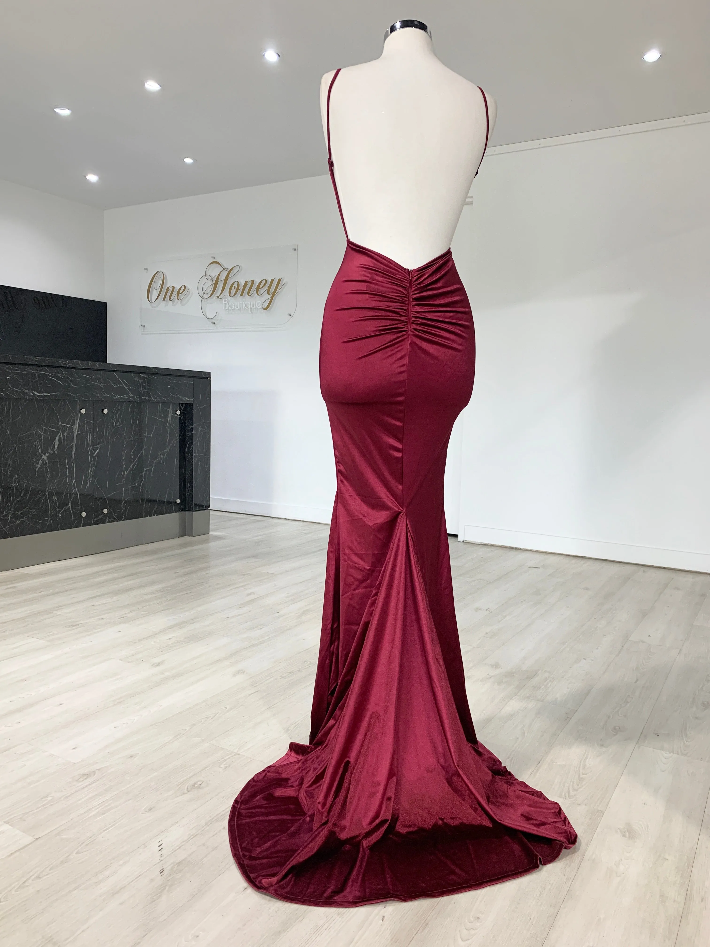 Honey Couture MILEE Low Back Mermaid Evening Gown Dress