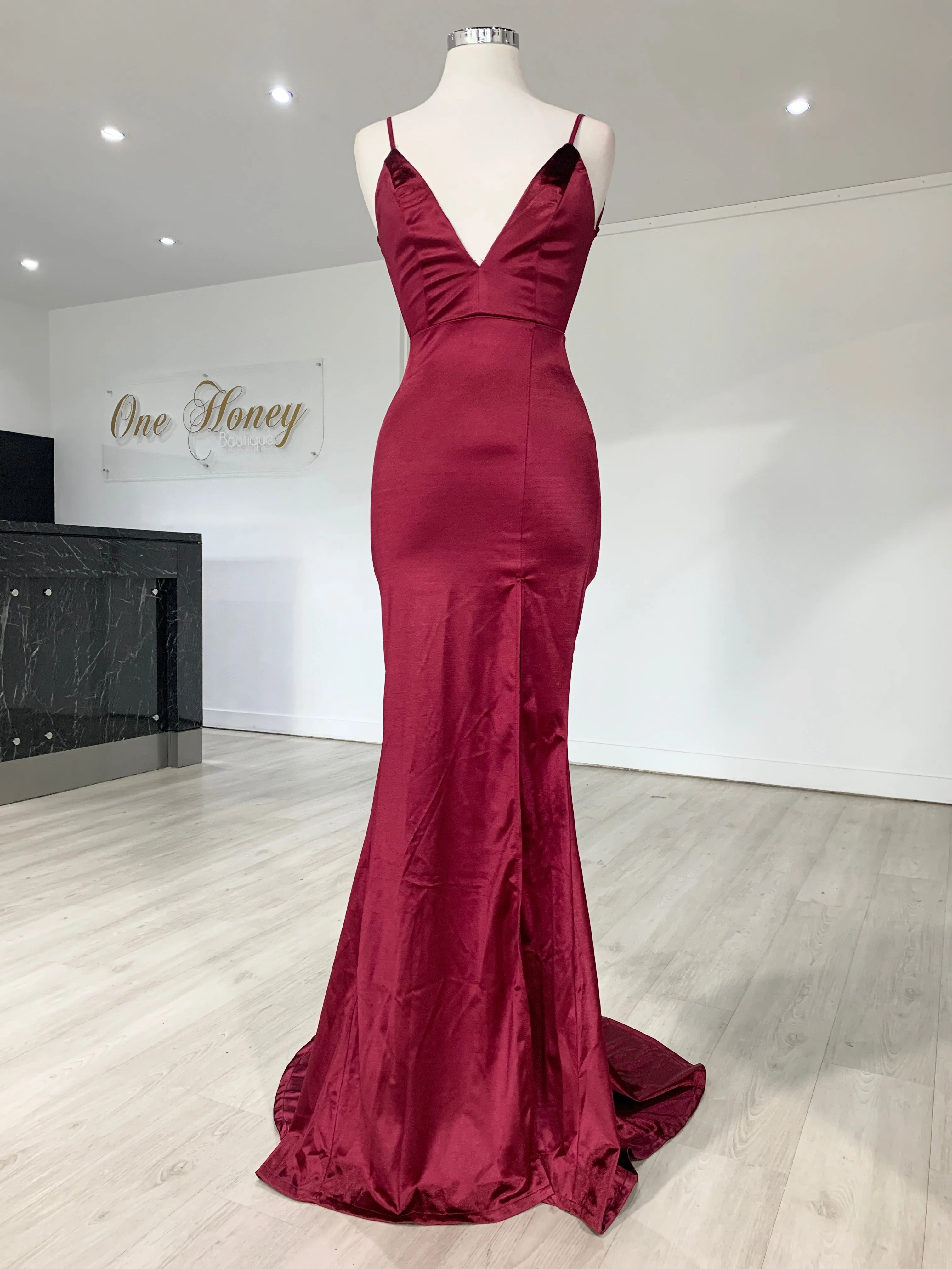 Honey Couture MILEE Low Back Mermaid Evening Gown Dress