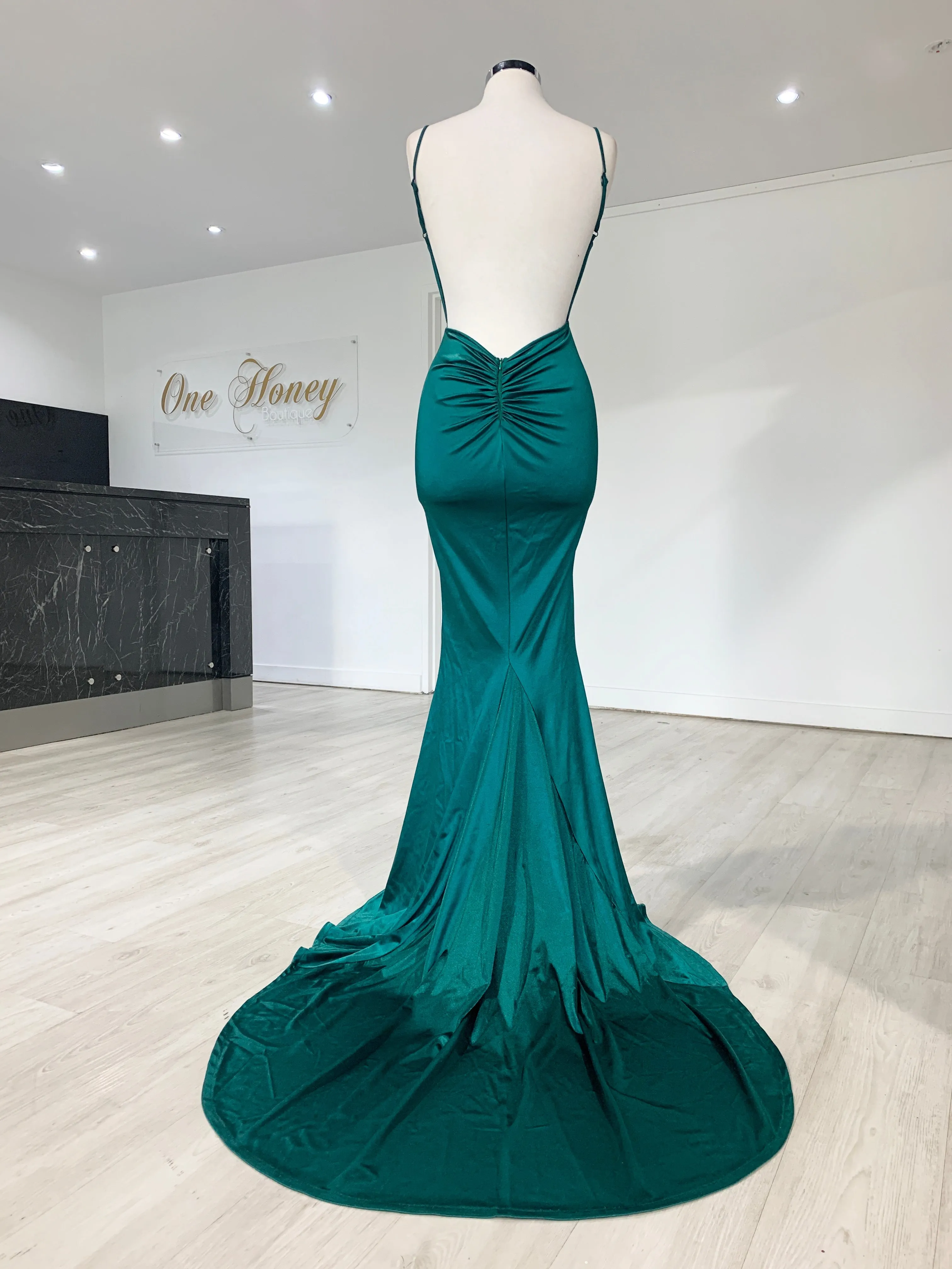 Honey Couture MILEE Low Back Mermaid Evening Gown Dress