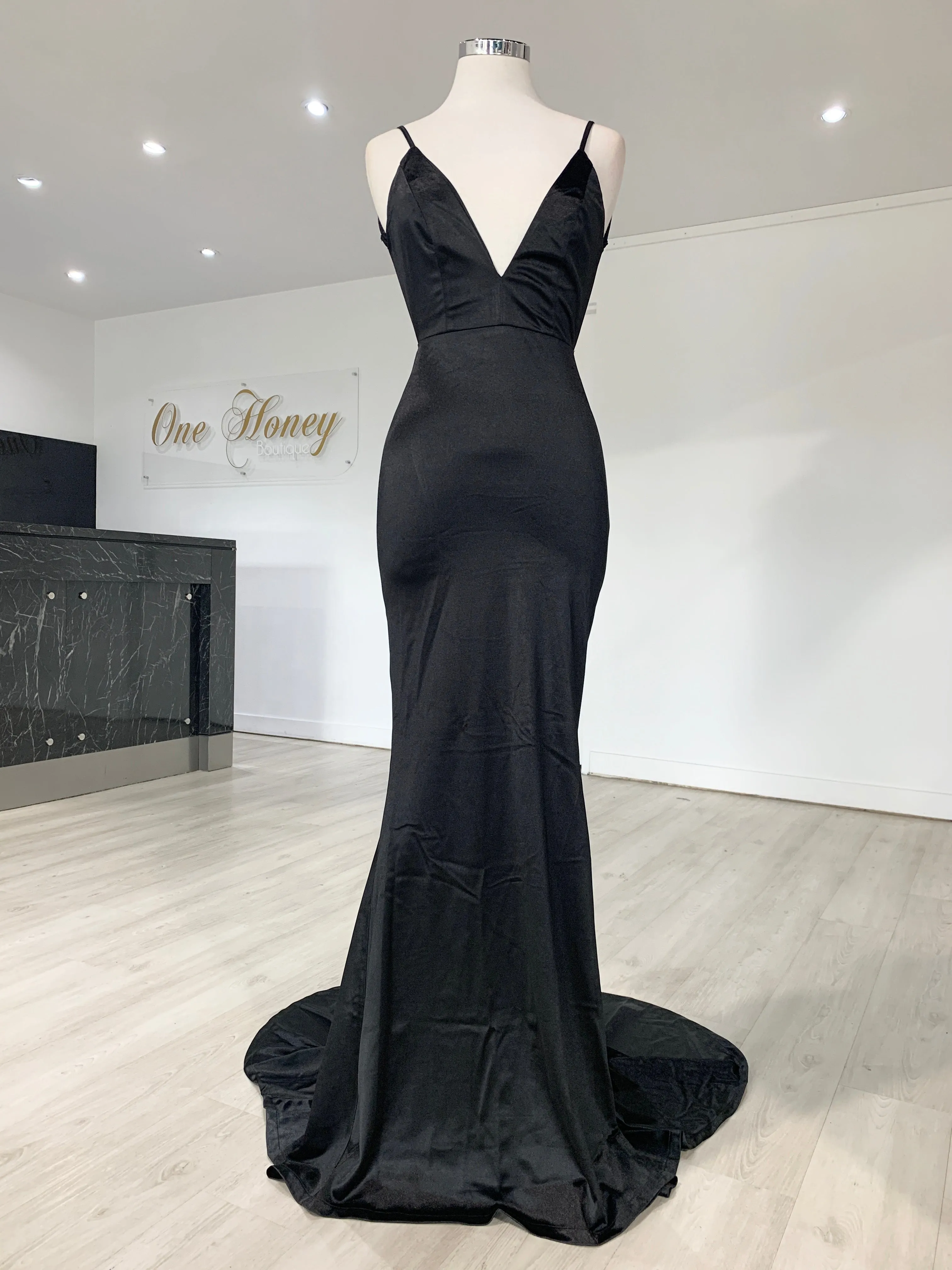 Honey Couture MILEE Low Back Mermaid Evening Gown Dress