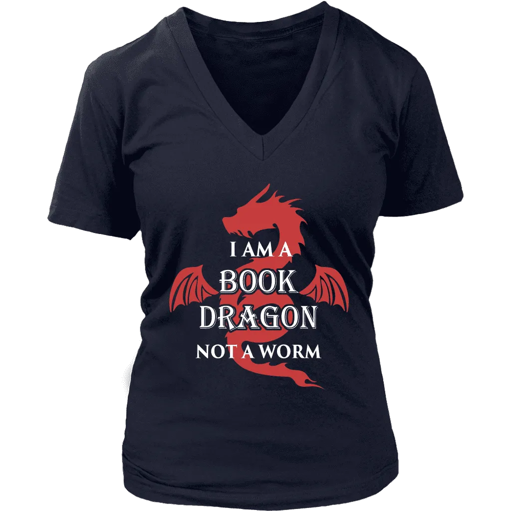 I Am A Book Dragon V-neck T-shirt