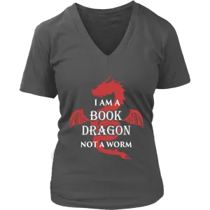 I Am A Book Dragon V-neck T-shirt