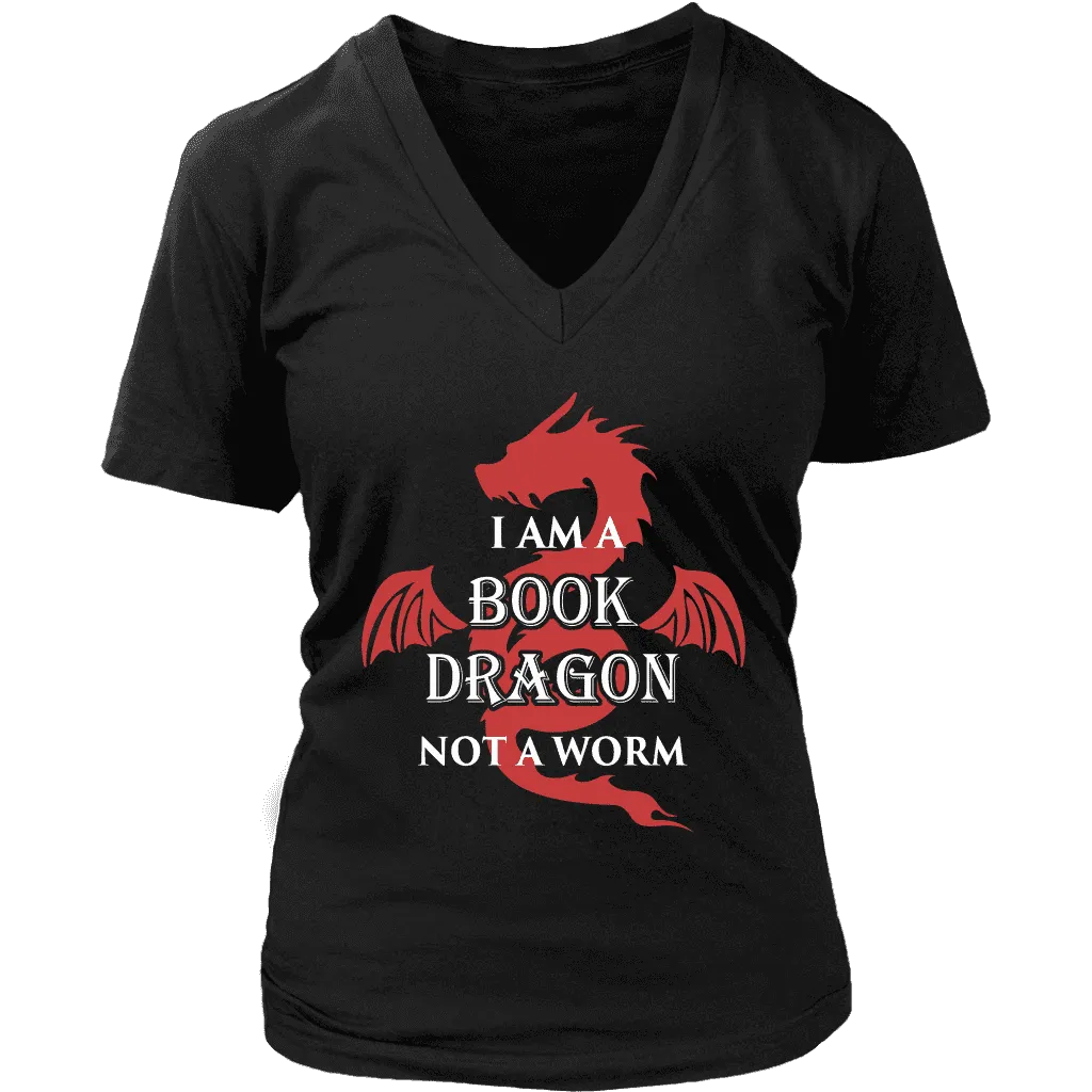 I Am A Book Dragon V-neck T-shirt