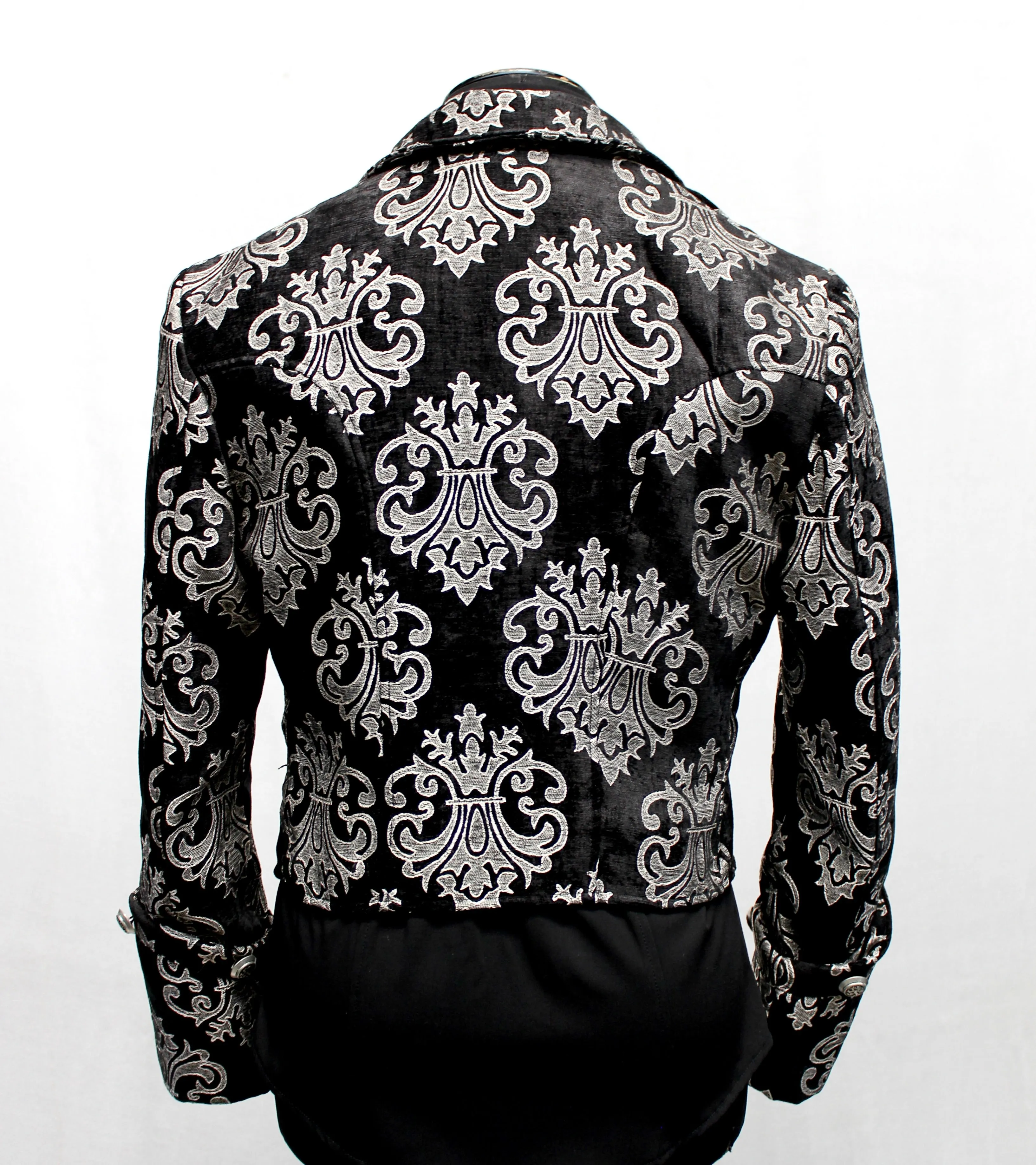 IMPERIAL JACKET - SILVER ON BLACK  BROCADE
