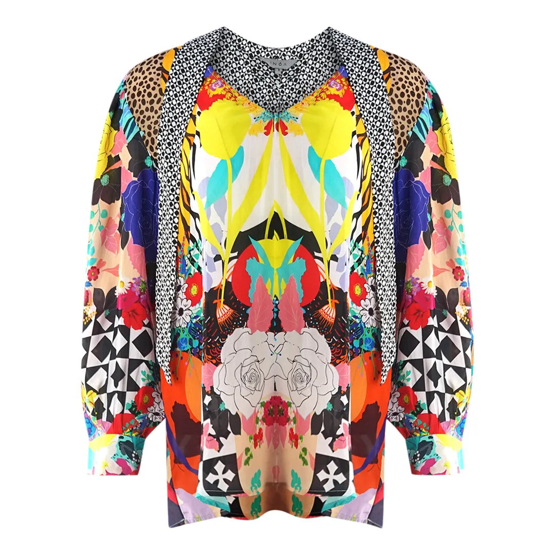 Inoa Monrovian 12001 Multi Long Sleeve Blouse Silk Shirt