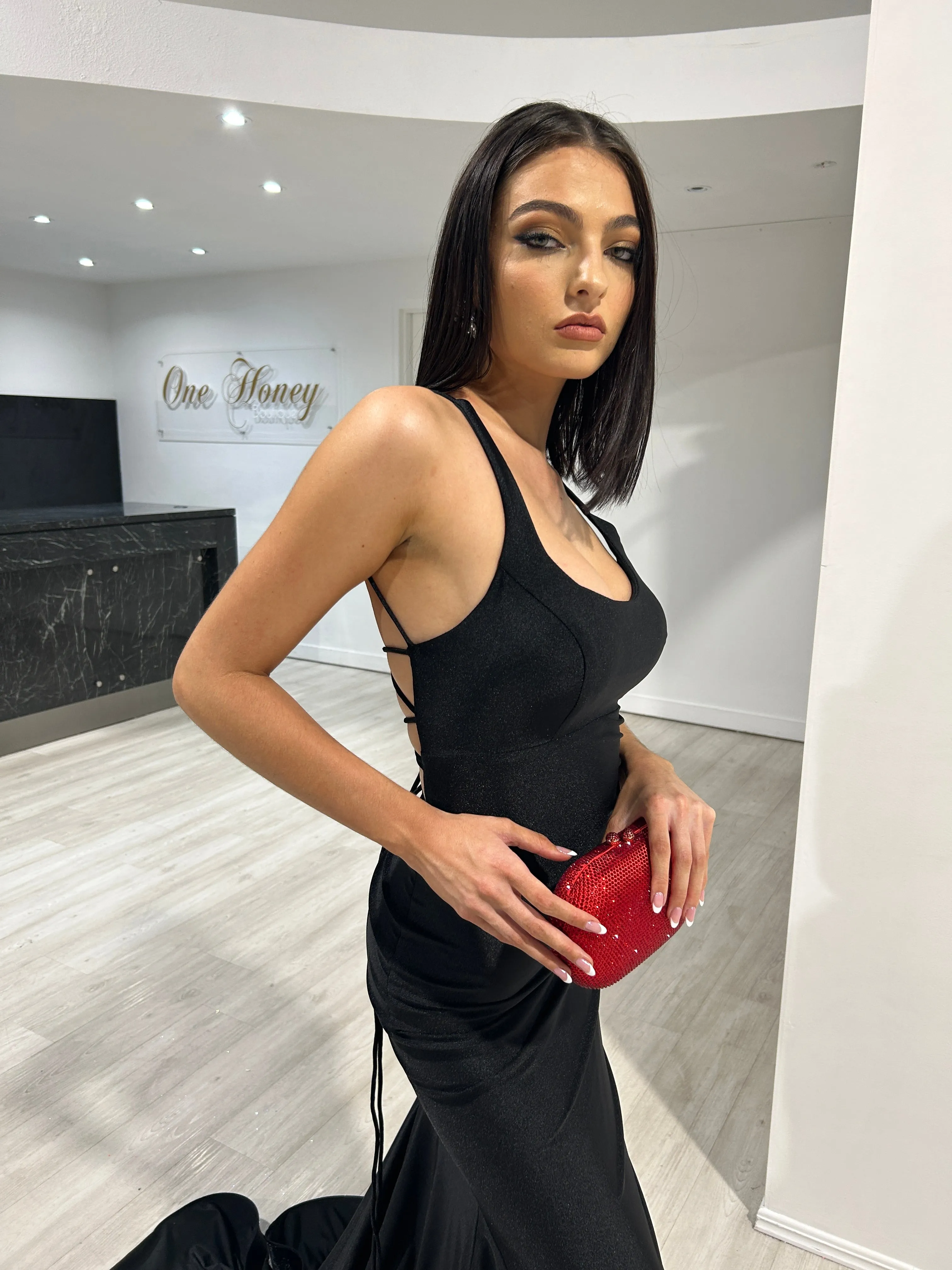 JAYLA Lace Up Back Mermaid Formal Gown