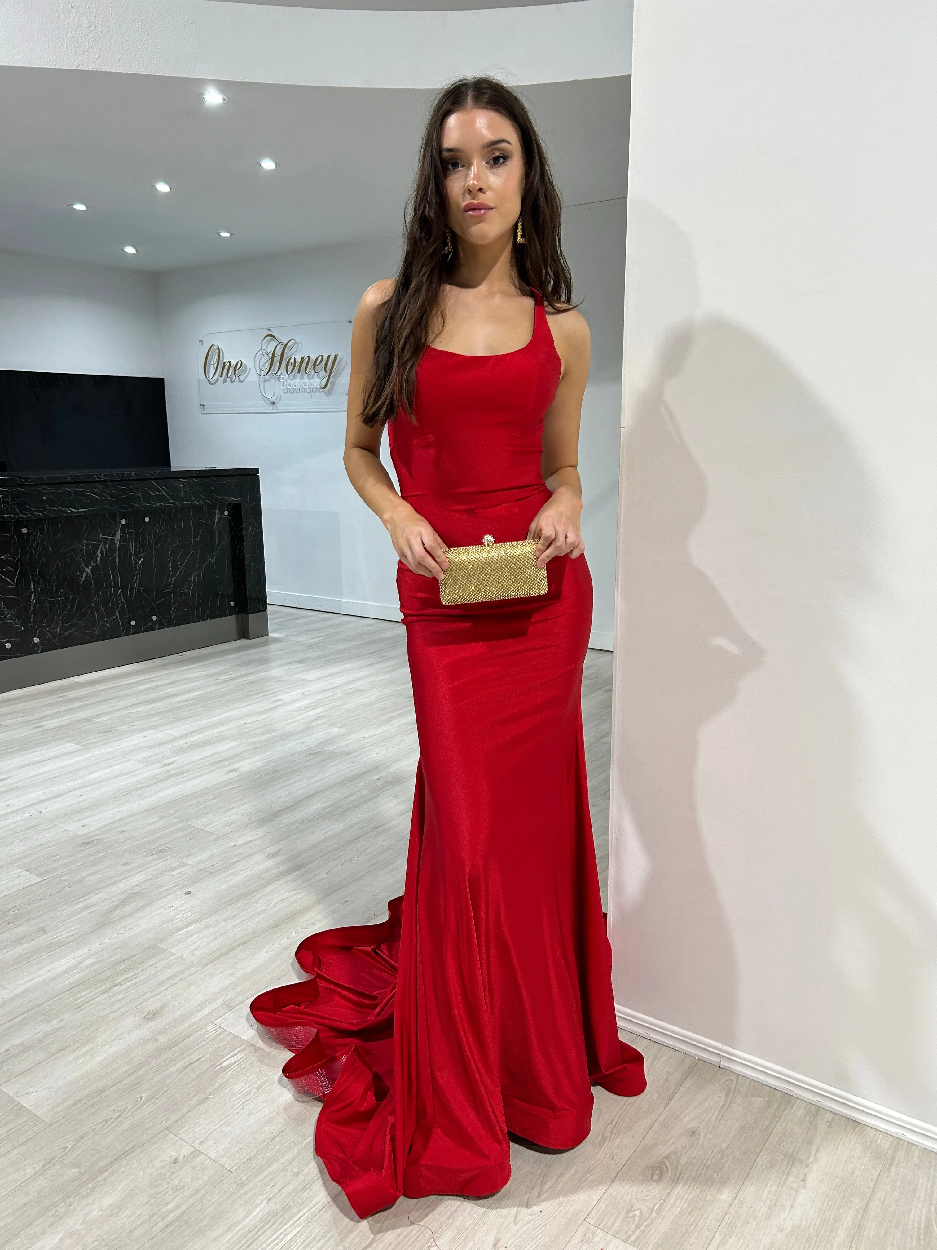 JAYLA Lace Up Back Mermaid Formal Gown
