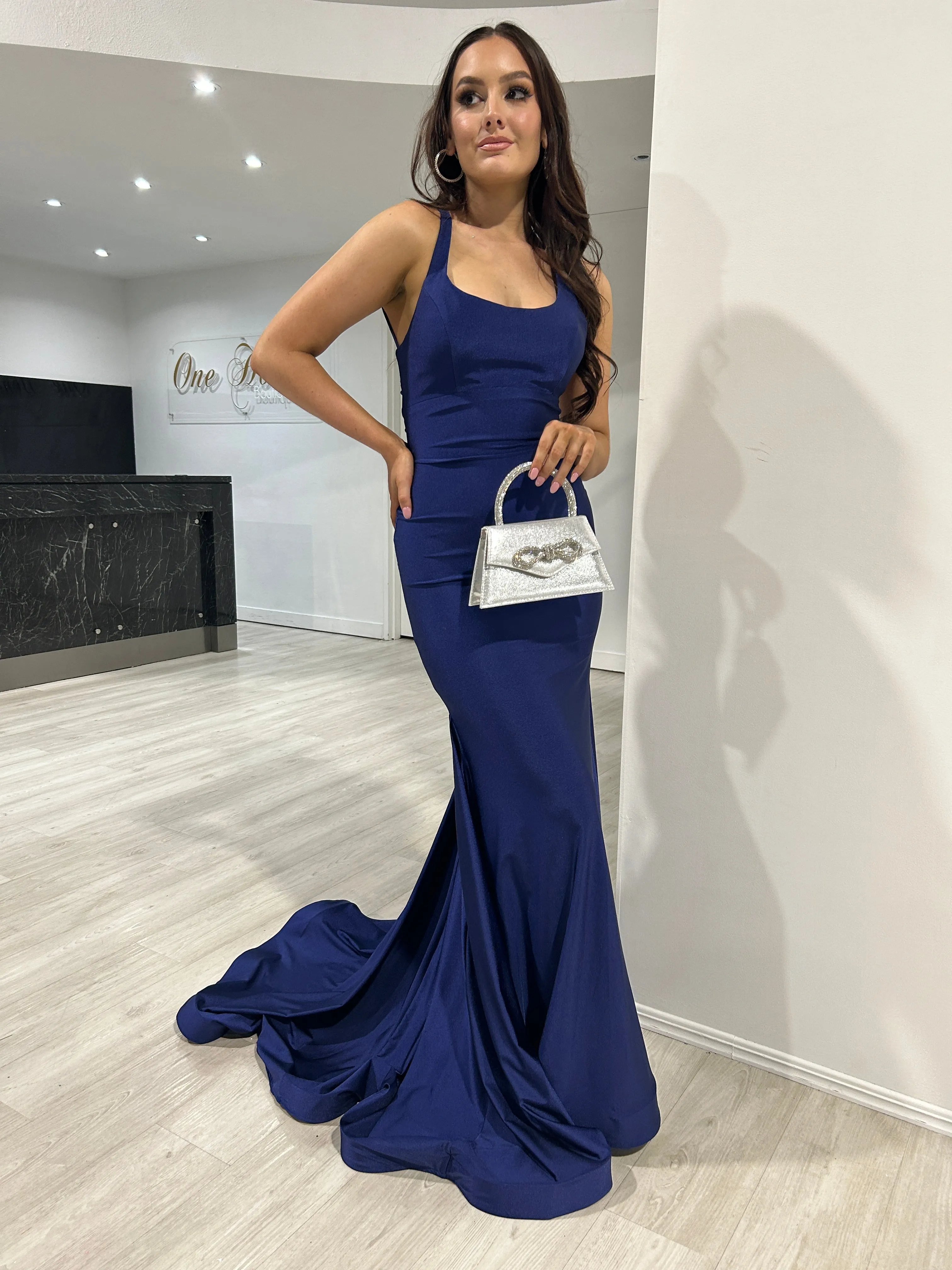 JAYLA Lace Up Back Mermaid Formal Gown