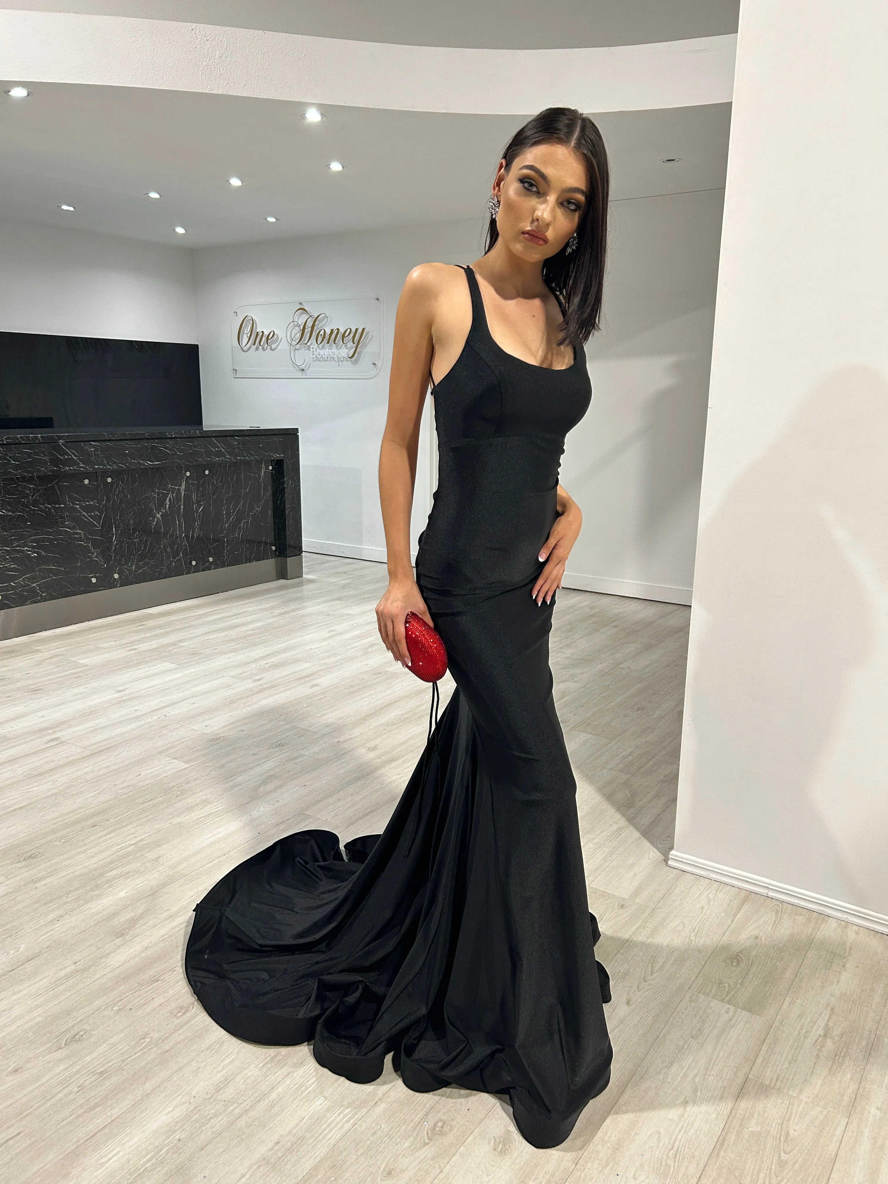 JAYLA Lace Up Back Mermaid Formal Gown