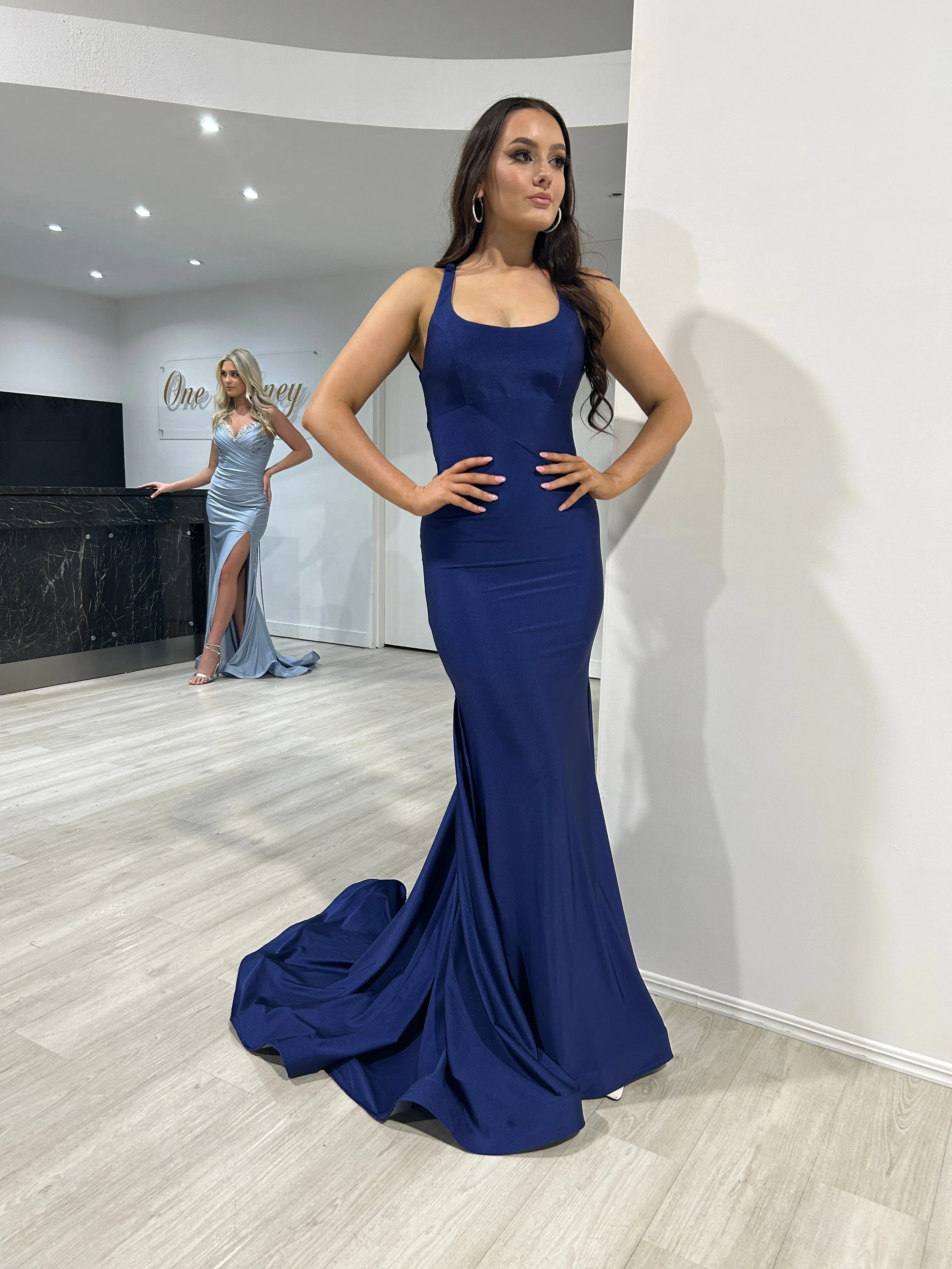 JAYLA Lace Up Back Mermaid Formal Gown