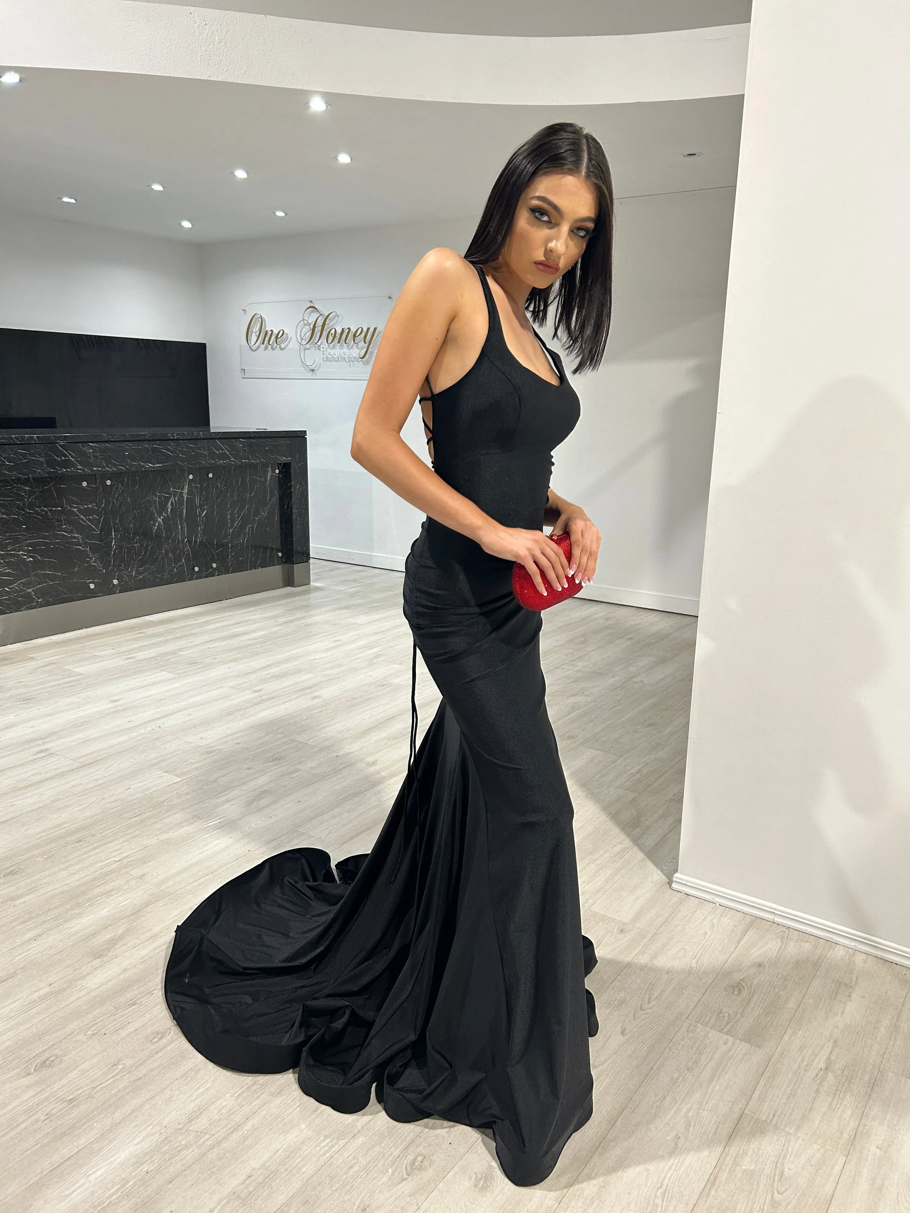 JAYLA Lace Up Back Mermaid Formal Gown