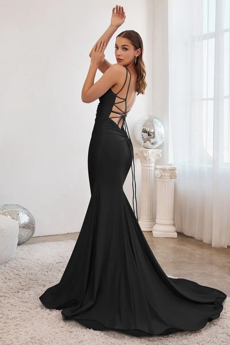 JAYLA Lace Up Back Mermaid Formal Gown