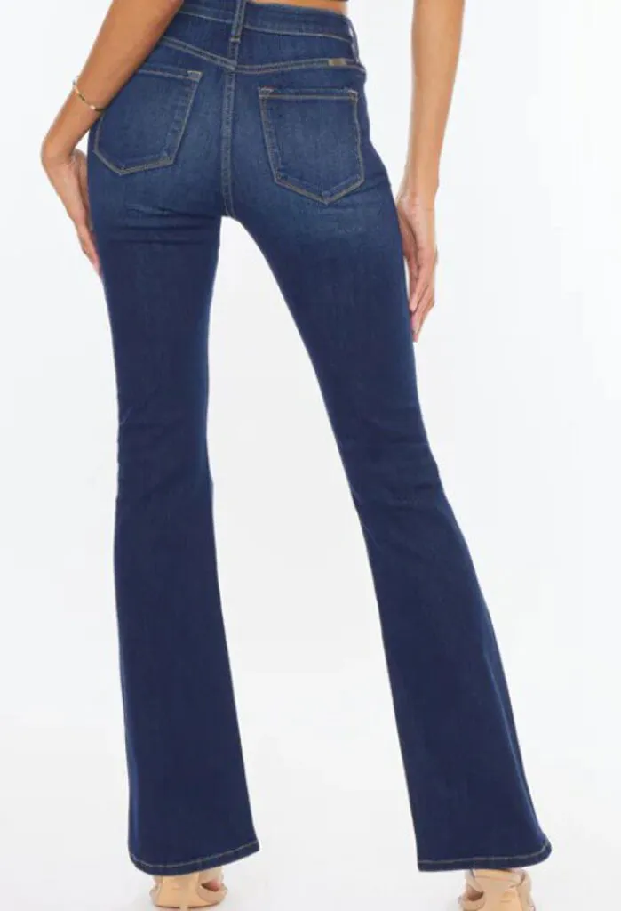 KanCan Dark Wash High Rise Slit Bootcut Jeans