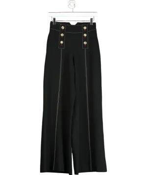 Karen Millen Black Compact Stretch Tailored Flared High Waisted Pants UK 6