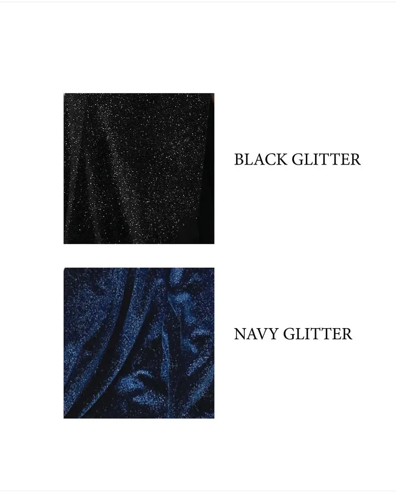 Lana Glittery Velvet Gown - Black Glitter