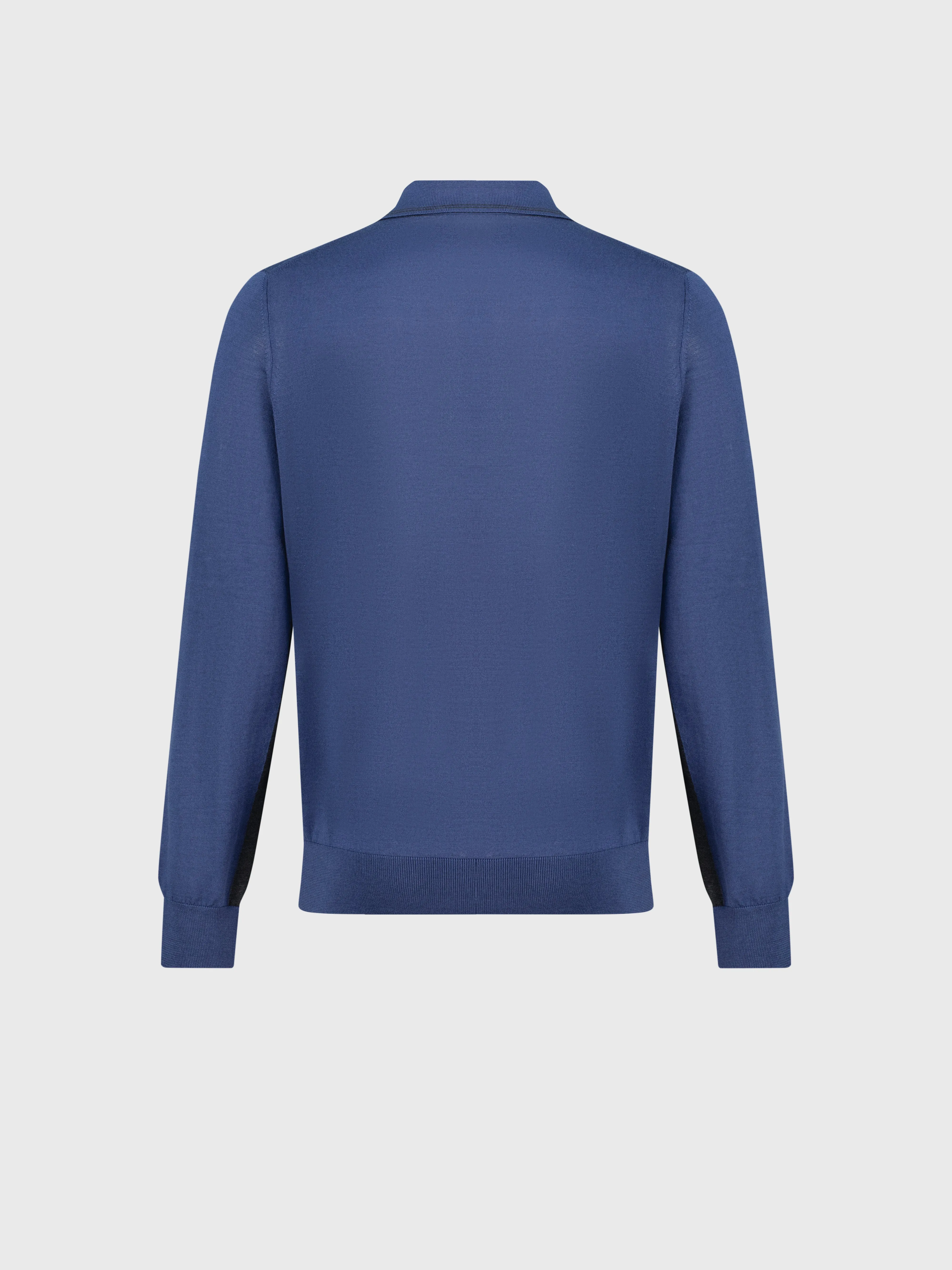 Long Sleeve Polo Shirt with Griffon Emblem Embroidery Smoke Blue