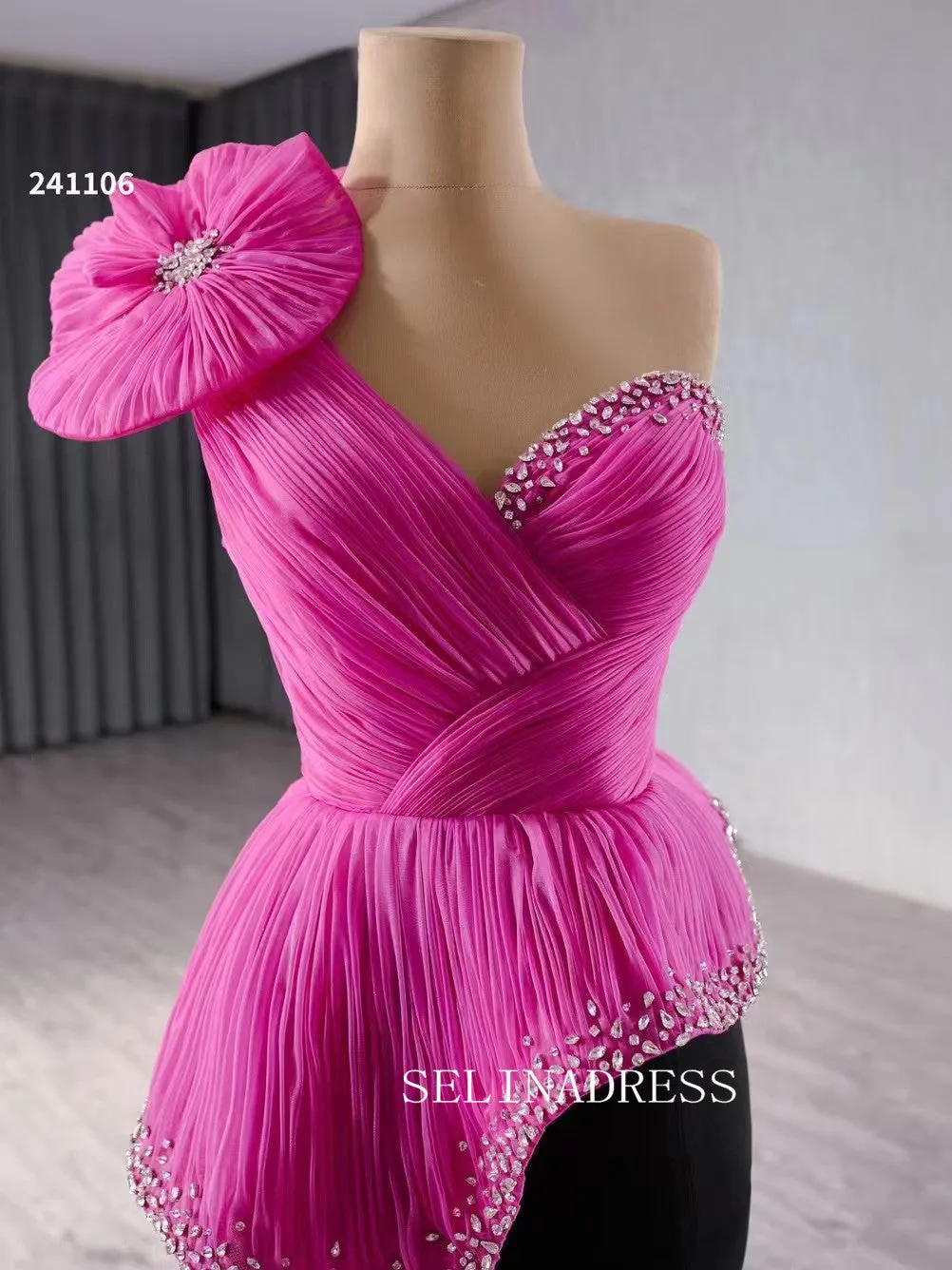luxury Mermaid One Shoulder Black Wedding Dresses Beaded Formal Gown 241106