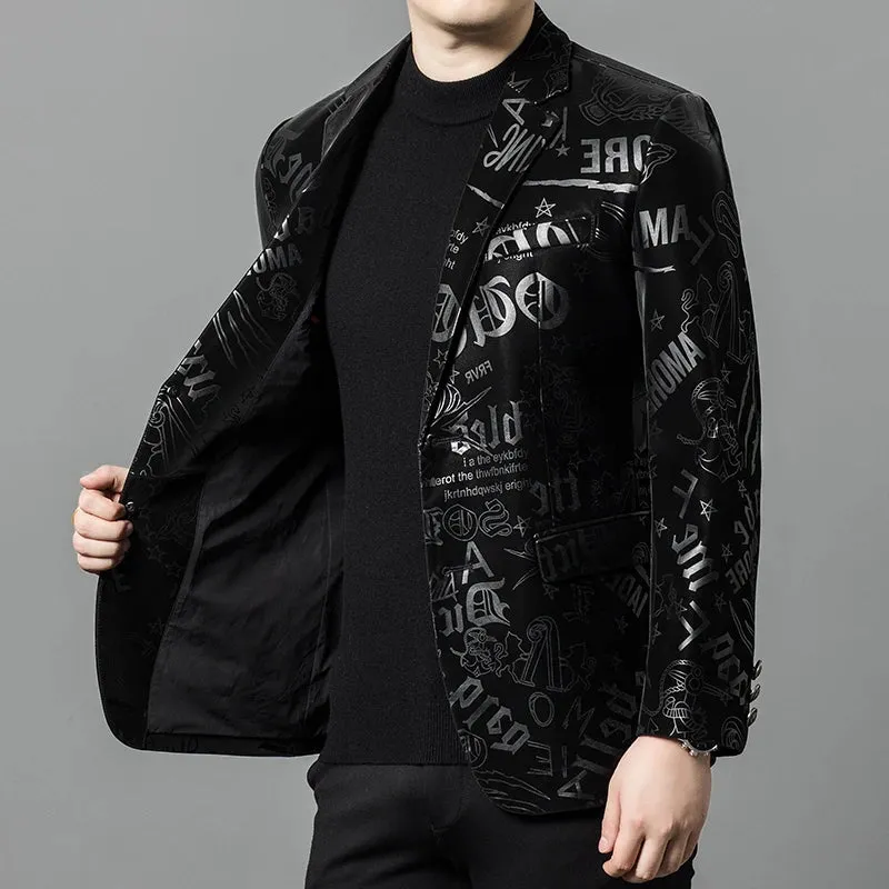 Luxury Shiny Men's Leather Blazer
