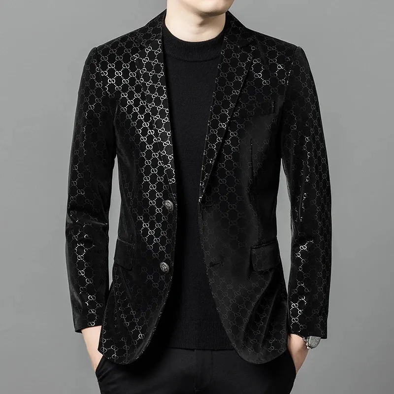 Luxury Shiny Men's Leather Blazer