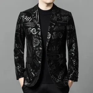 Luxury Shiny Men's Leather Blazer