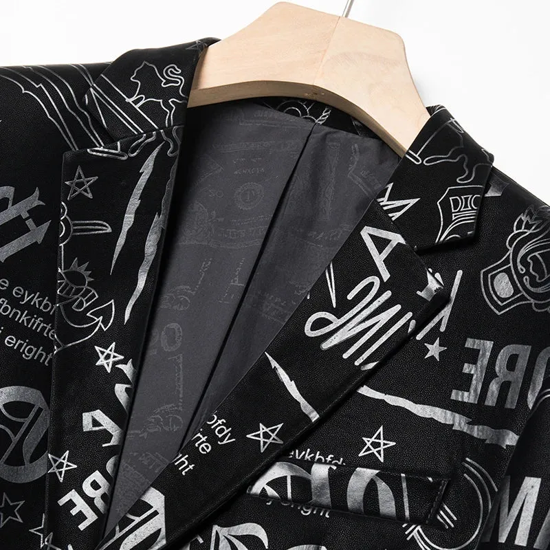 Luxury Shiny Men's Leather Blazer