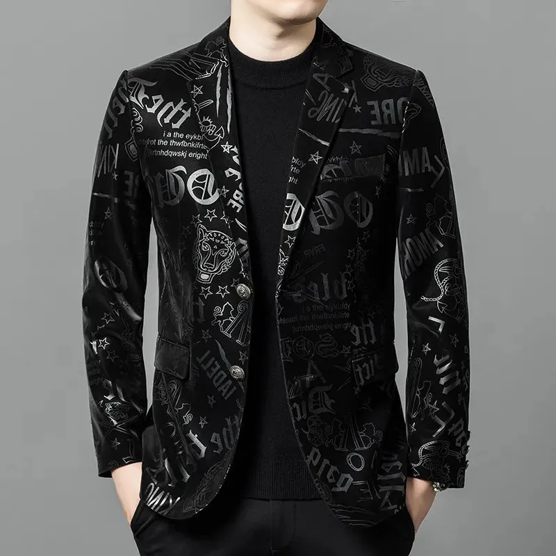 Luxury Shiny Men's Leather Blazer
