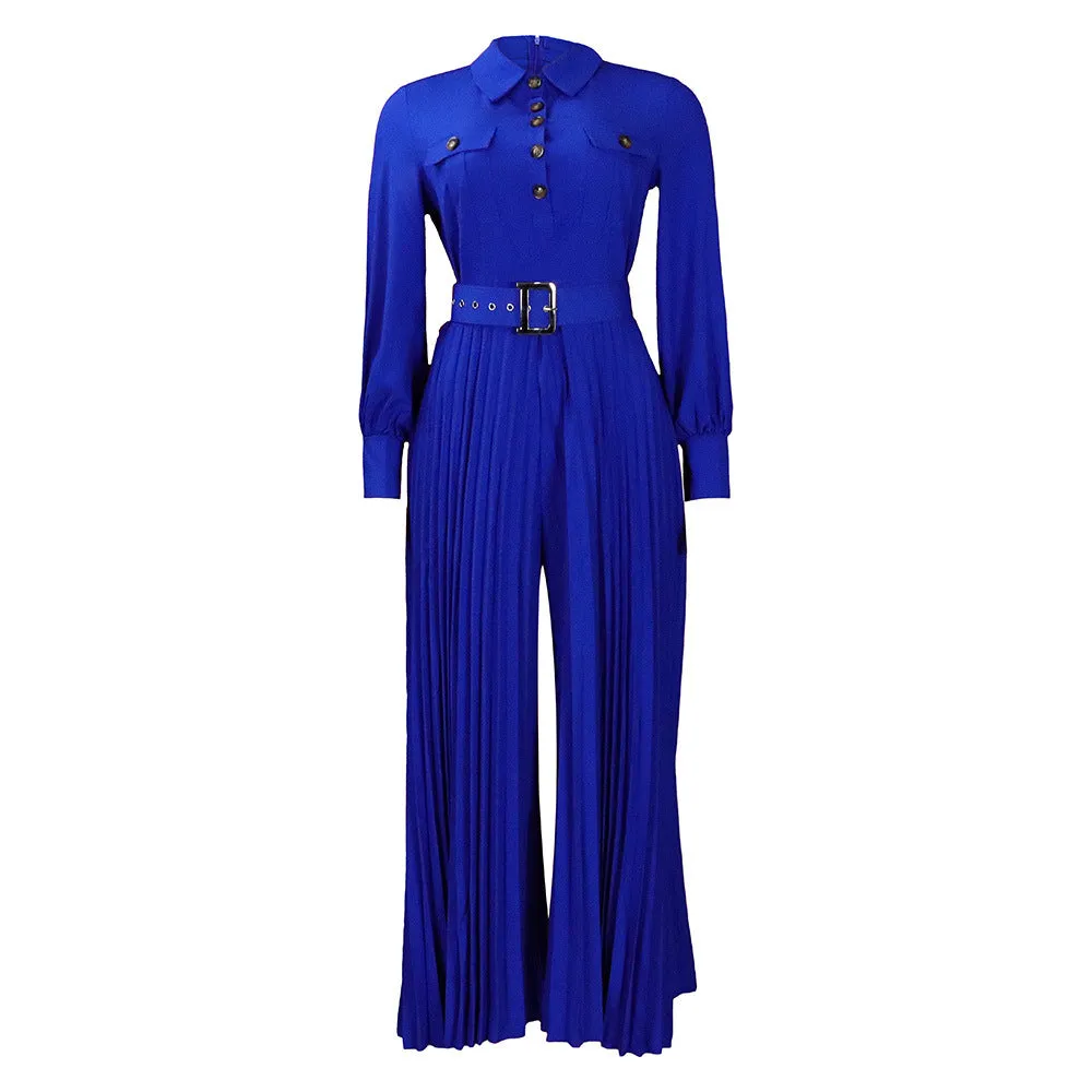 MB FASHION PRESSED PLEATED WIDE LEG JUMPSUIT MB 8504 PRE-ORDER