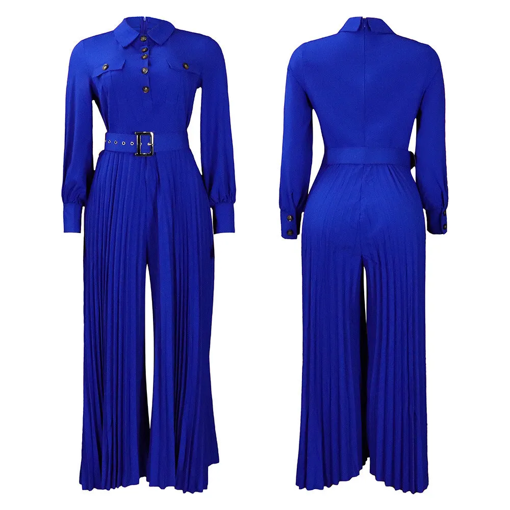 MB FASHION PRESSED PLEATED WIDE LEG JUMPSUIT MB 8504 PRE-ORDER