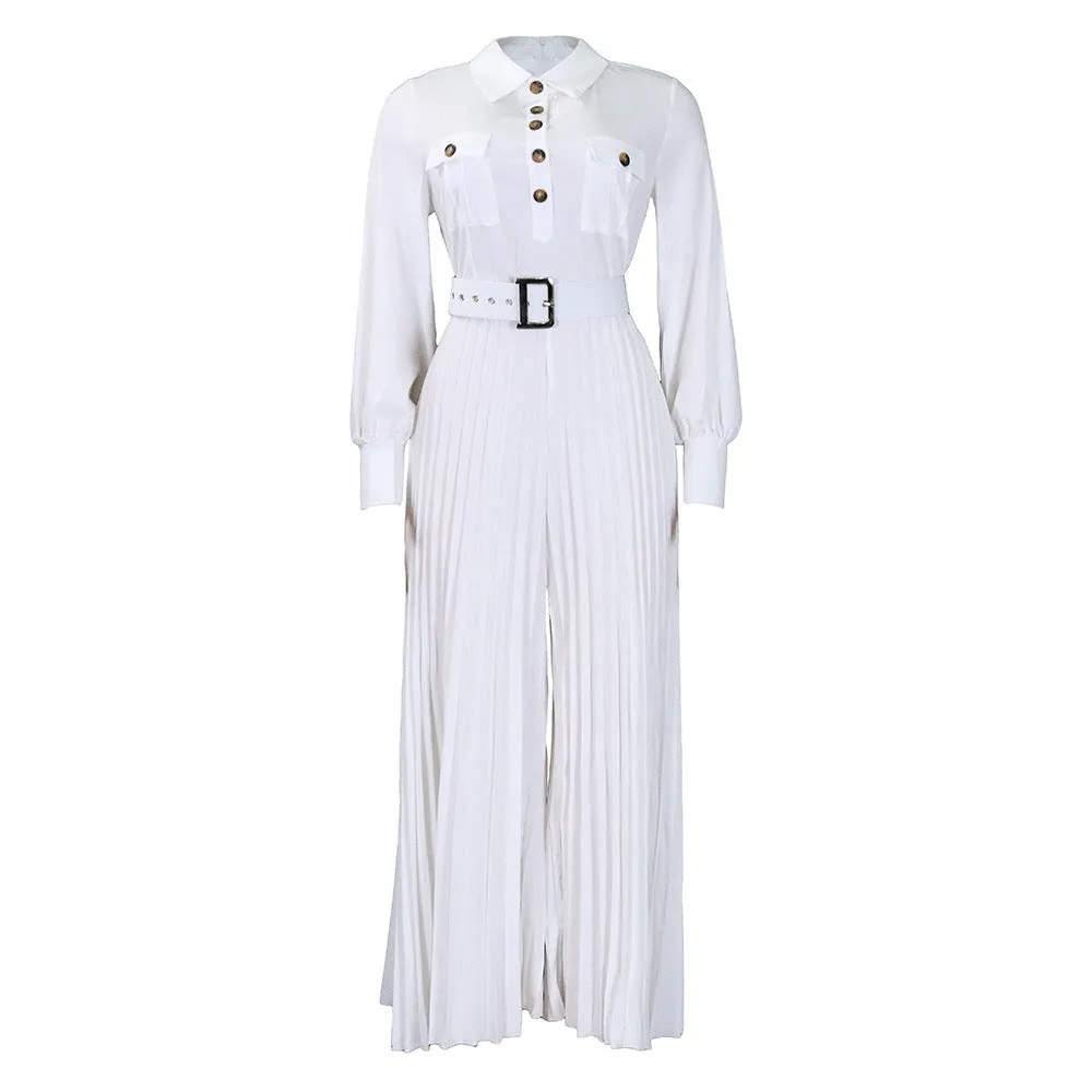 MB FASHION PRESSED PLEATED WIDE LEG JUMPSUIT MB 8504 PRE-ORDER
