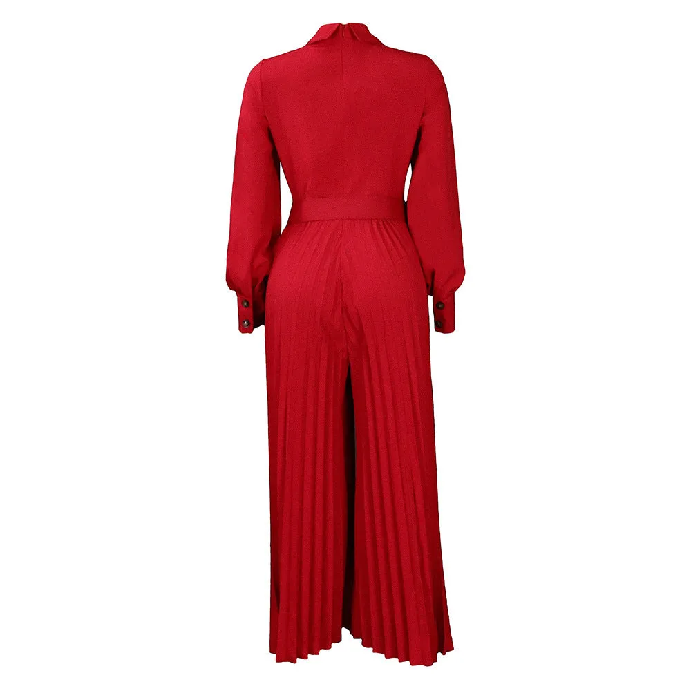 MB FASHION PRESSED PLEATED WIDE LEG JUMPSUIT MB 8504 PRE-ORDER