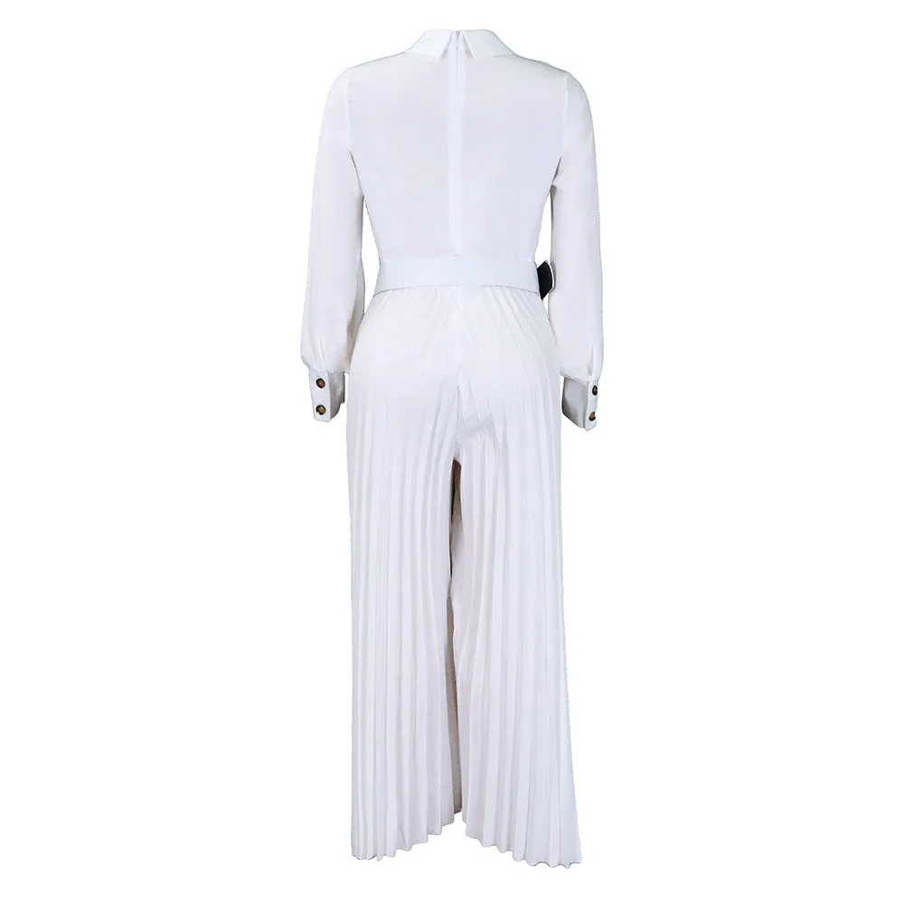MB FASHION PRESSED PLEATED WIDE LEG JUMPSUIT MB 8504 PRE-ORDER