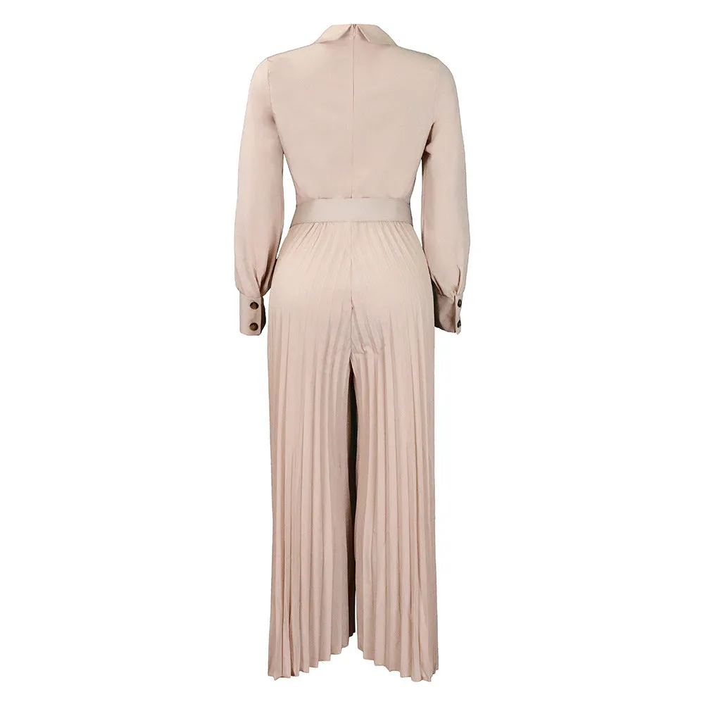 MB FASHION PRESSED PLEATED WIDE LEG JUMPSUIT MB 8504 PRE-ORDER