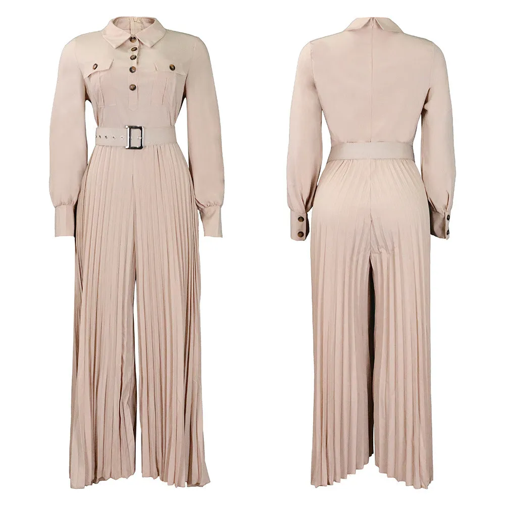 MB FASHION PRESSED PLEATED WIDE LEG JUMPSUIT MB 8504 PRE-ORDER