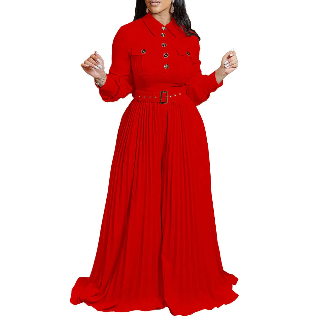 MB FASHION PRESSED PLEATED WIDE LEG JUMPSUIT MB 8504 PRE-ORDER