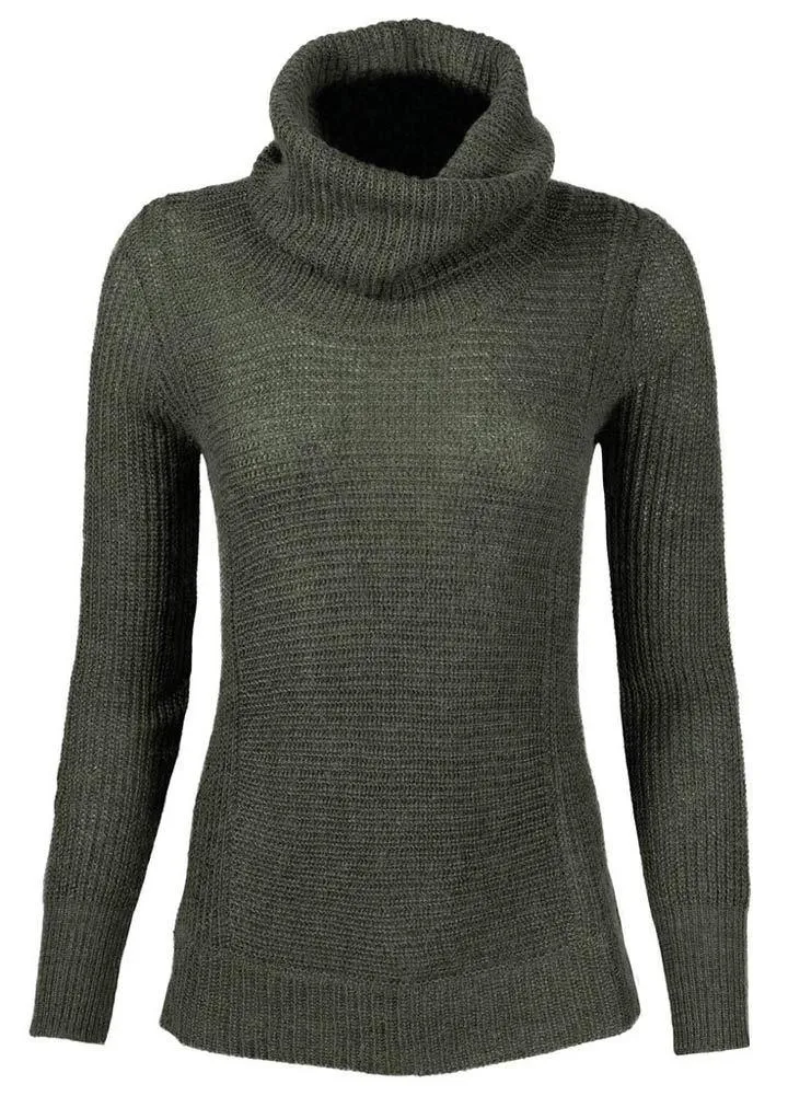 Mountain Khakis Women's Kelp Small Countryside Cowl Neck Ribbed Sweater