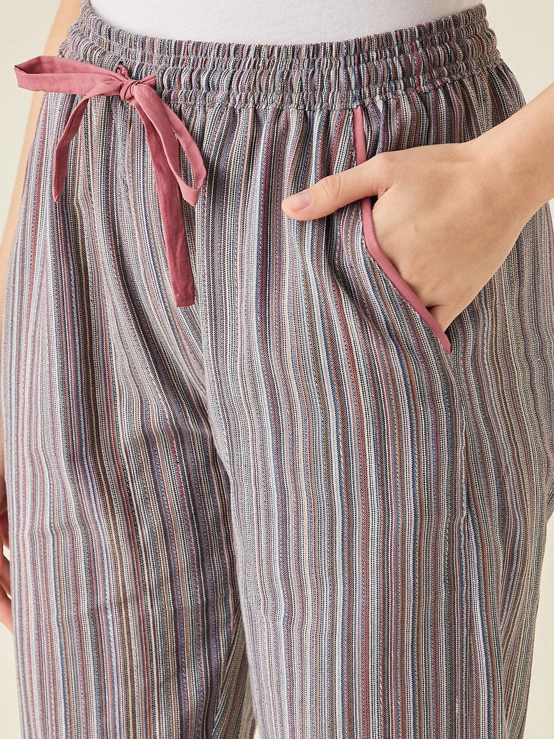 Multi Pinstripe Cotton Pyjama - The Kaftan Company