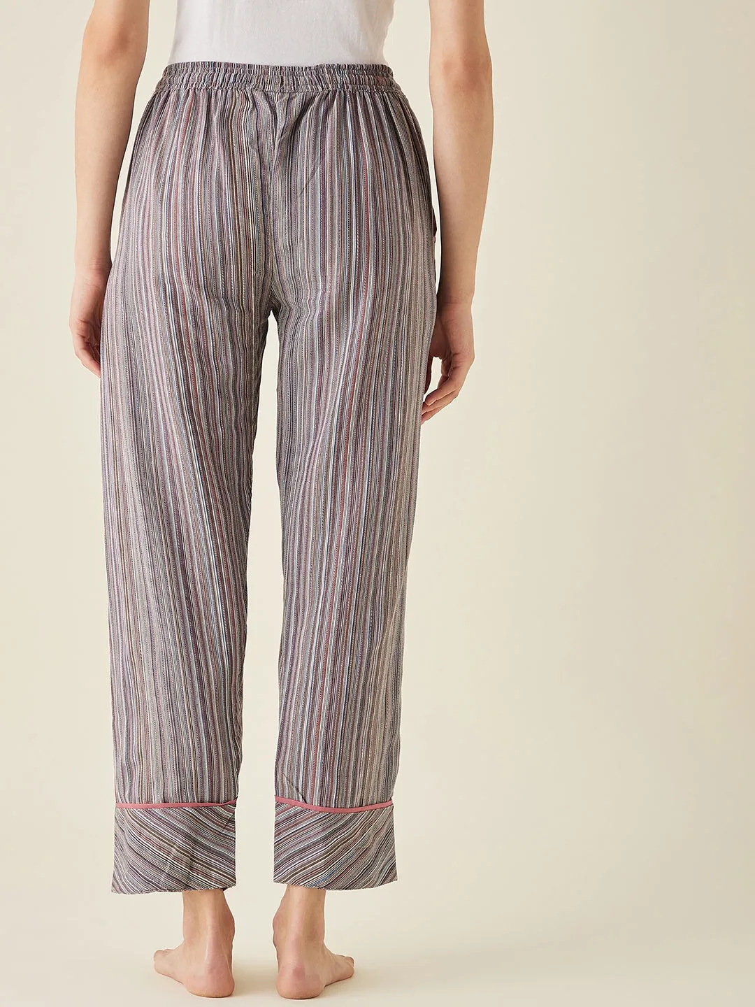 Multi Pinstripe Cotton Pyjama - The Kaftan Company