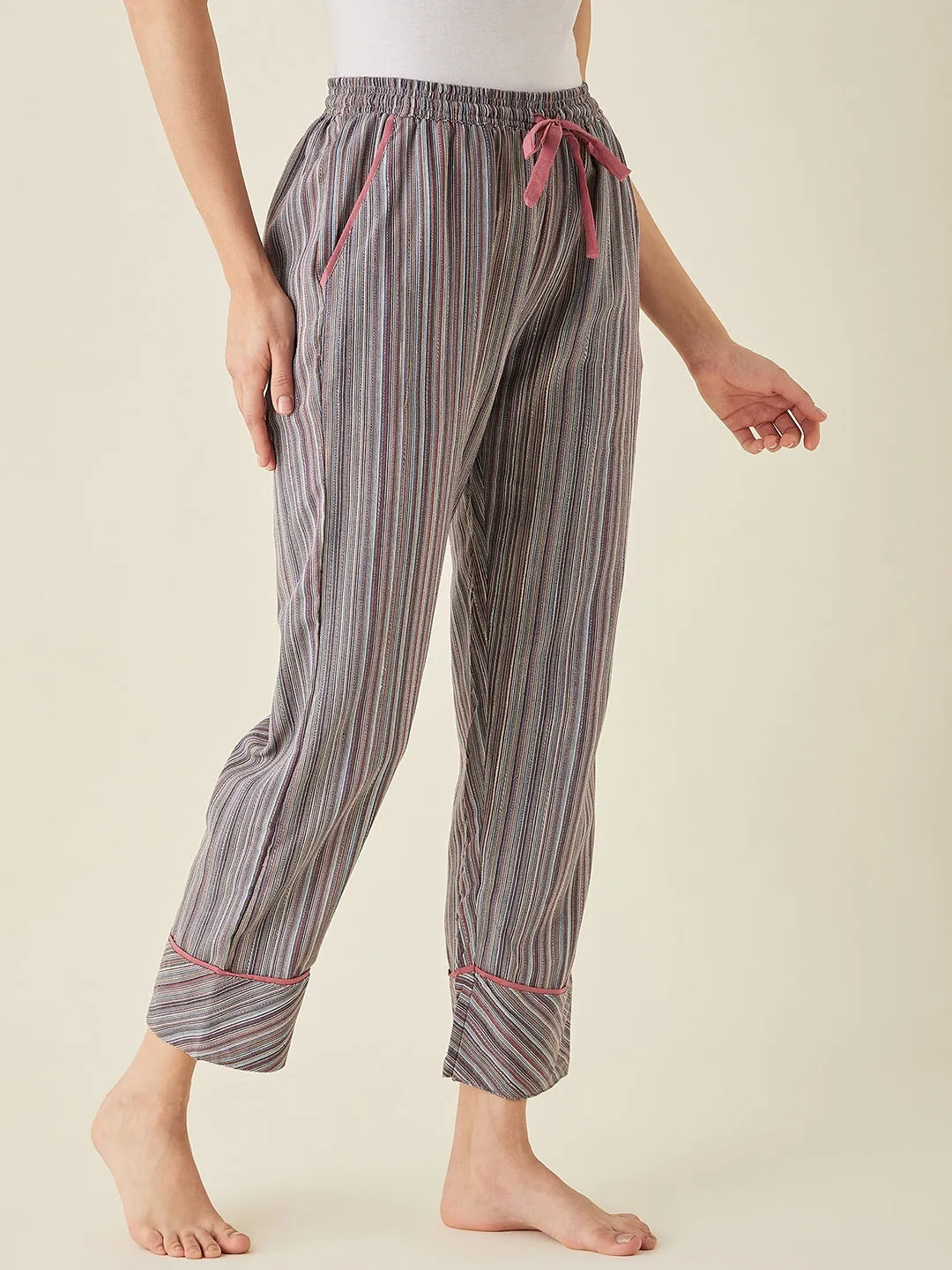 Multi Pinstripe Cotton Pyjama - The Kaftan Company