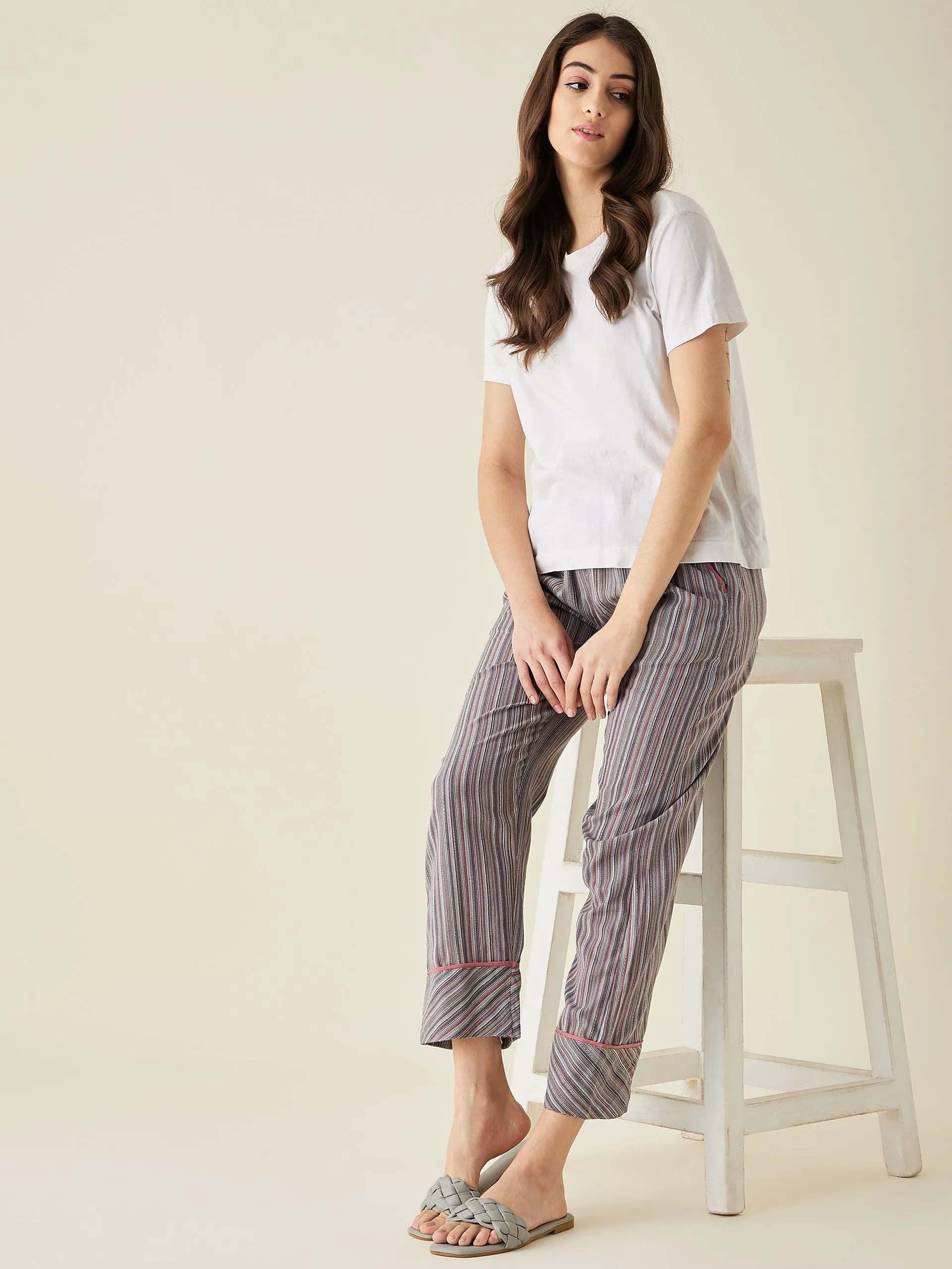 Multi Pinstripe Cotton Pyjama - The Kaftan Company