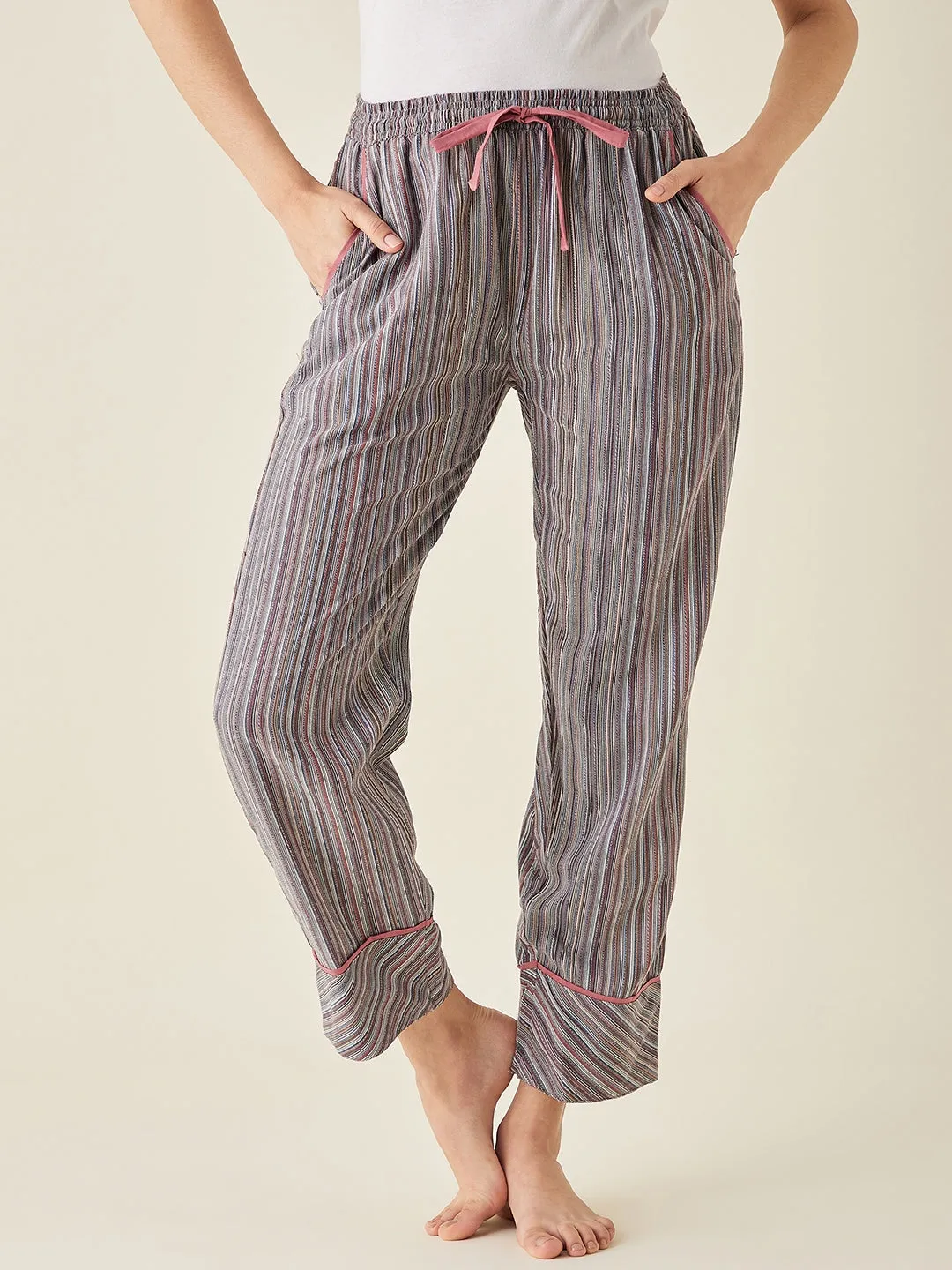 Multi Pinstripe Cotton Pyjama - The Kaftan Company