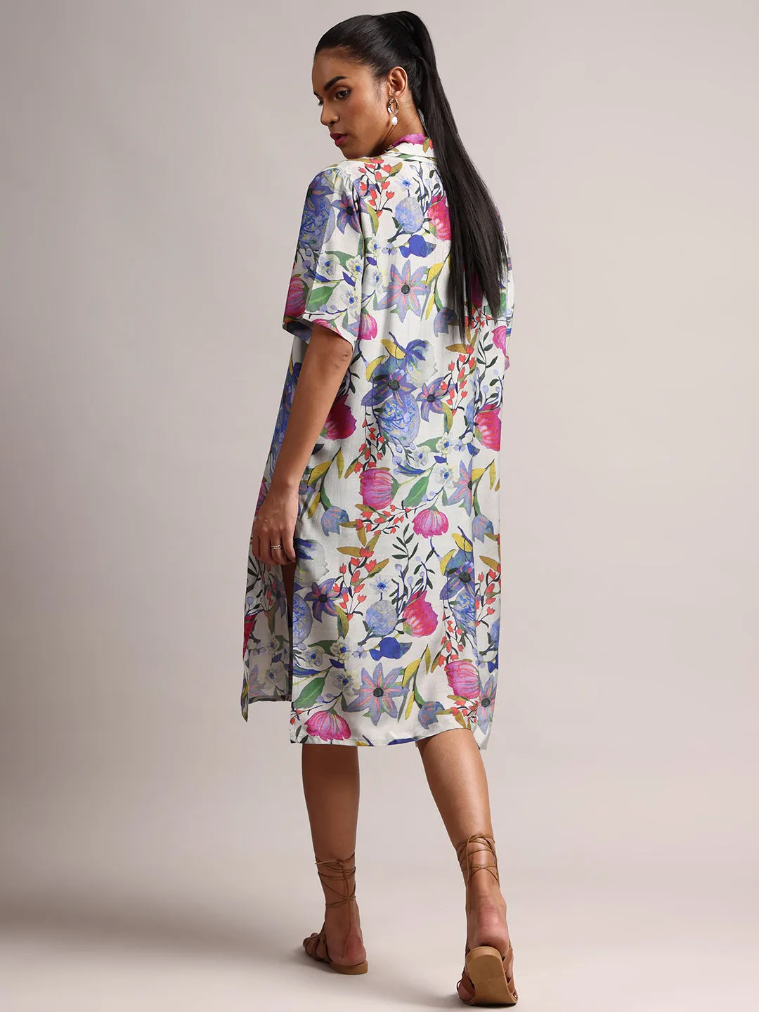 Multicolor Muslin Tropical Regular Shrug