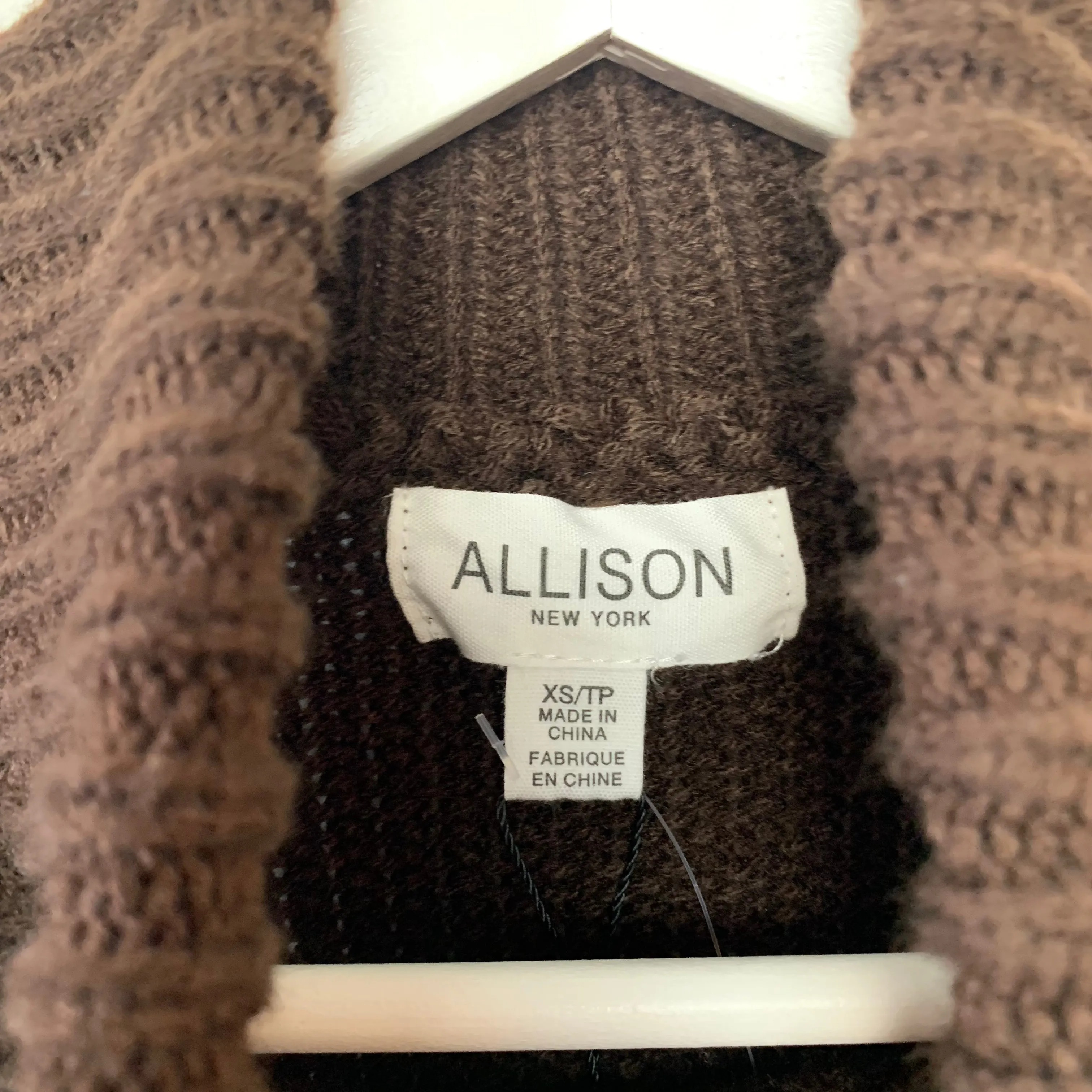 NWT Anthropologie Allison Brown Turtleneck Sweater with Embroidered Flowers XS