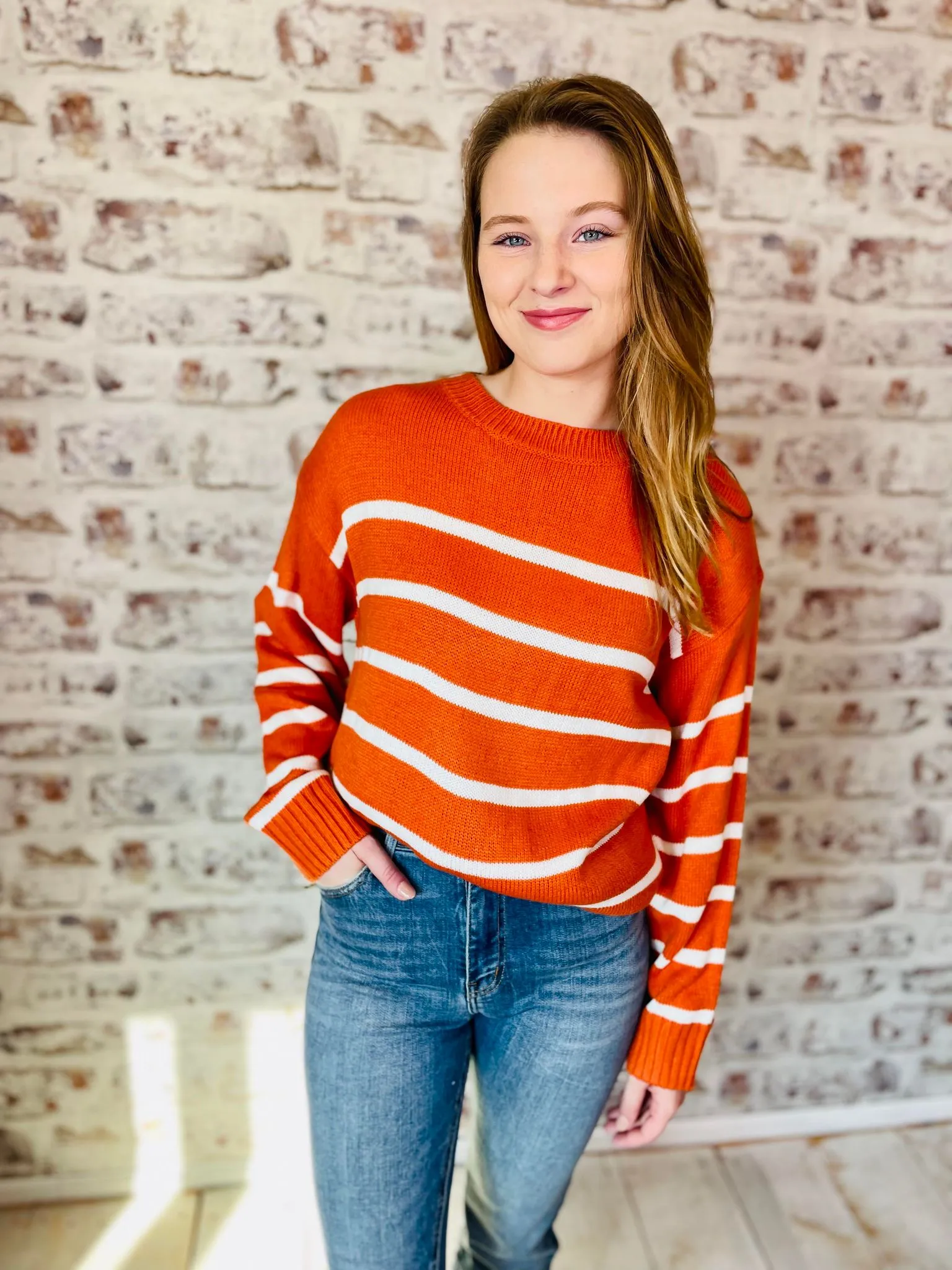 Orange Stripe Oversize Sweater