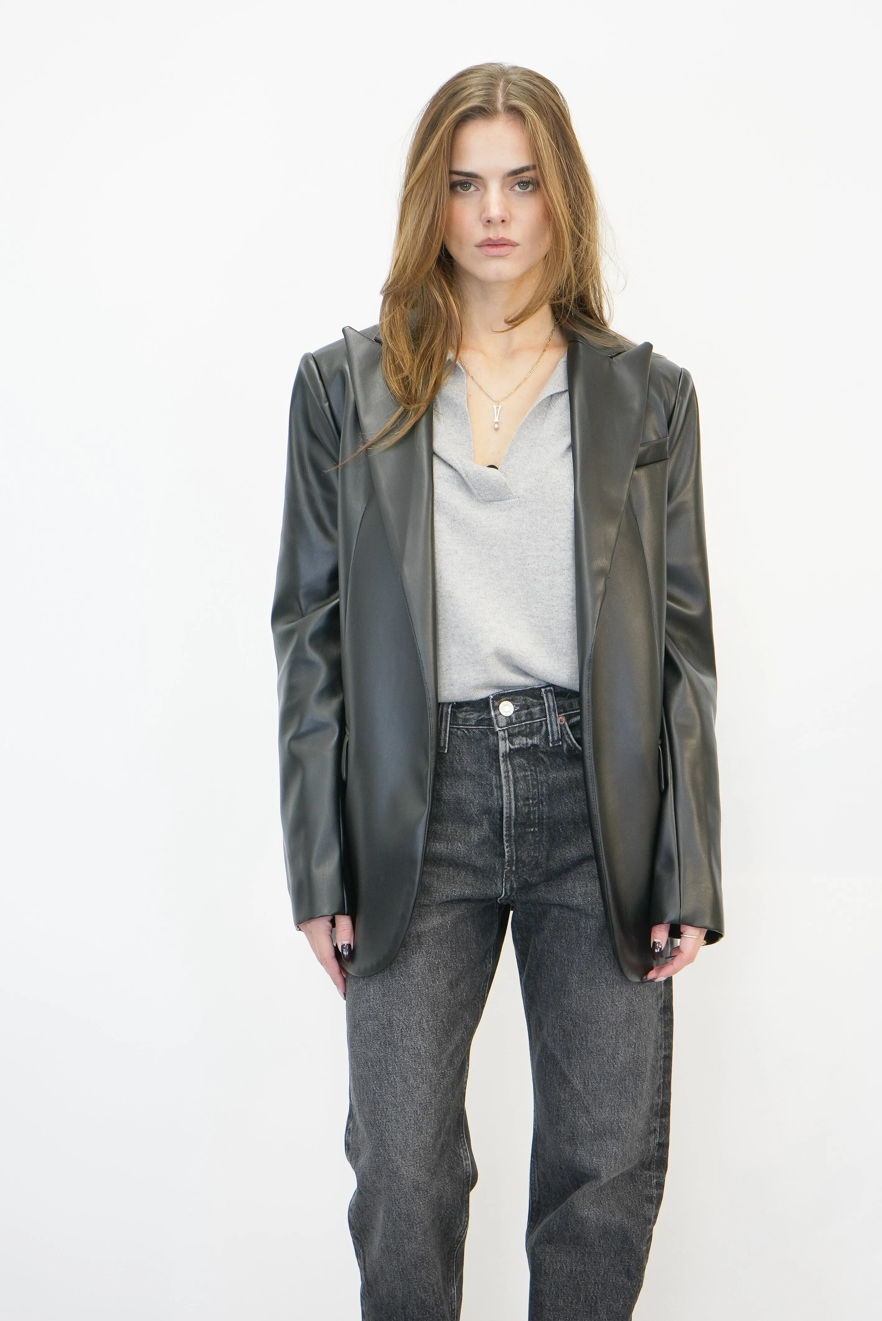 OVERSIZED LEATHER BLAZER