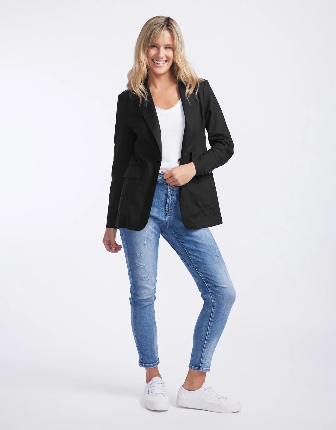 Portofino Linen Blazer - Black