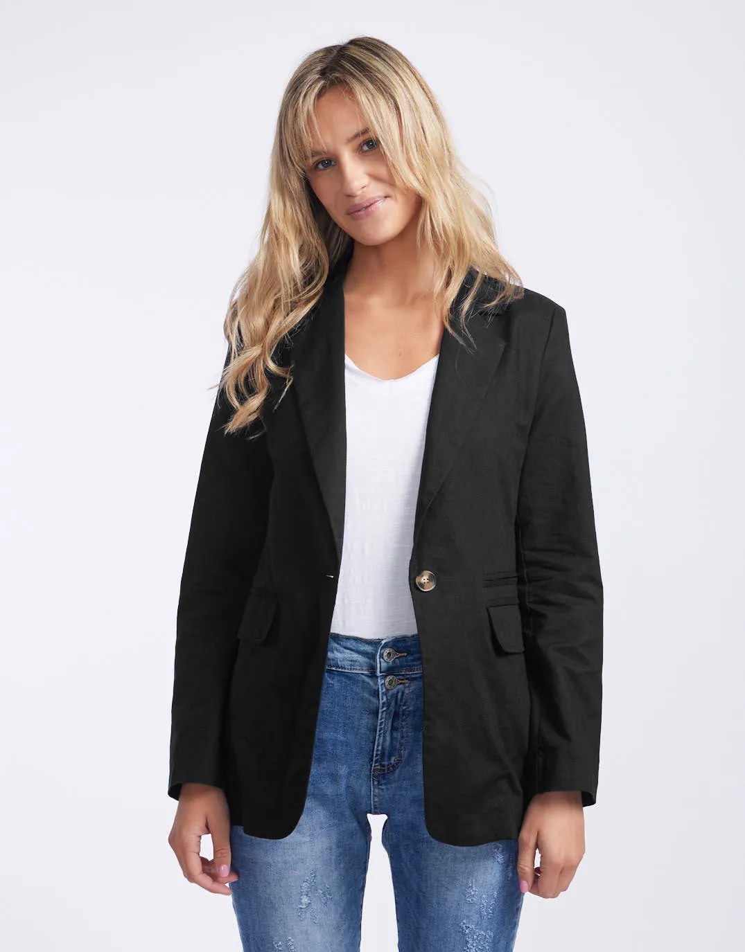 Portofino Linen Blazer - Black
