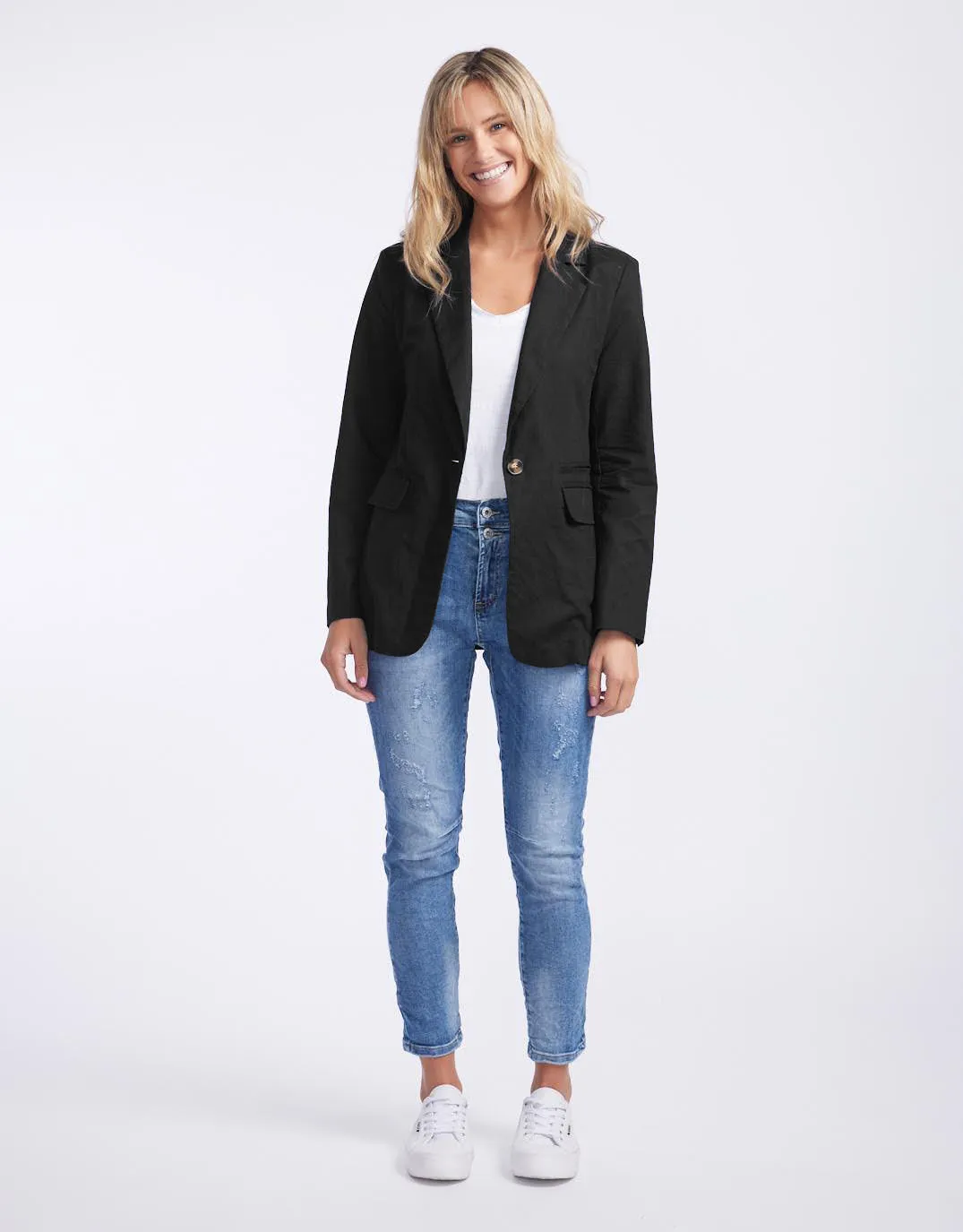 Portofino Linen Blazer - Black