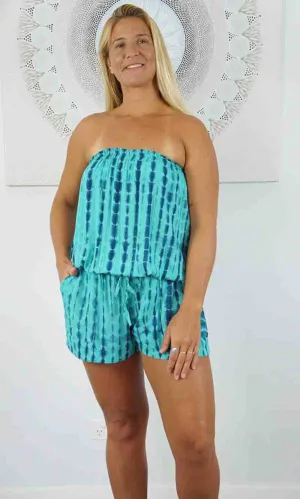 Rayon Jumpsuit Short Crackle Tie Dye, More Colours