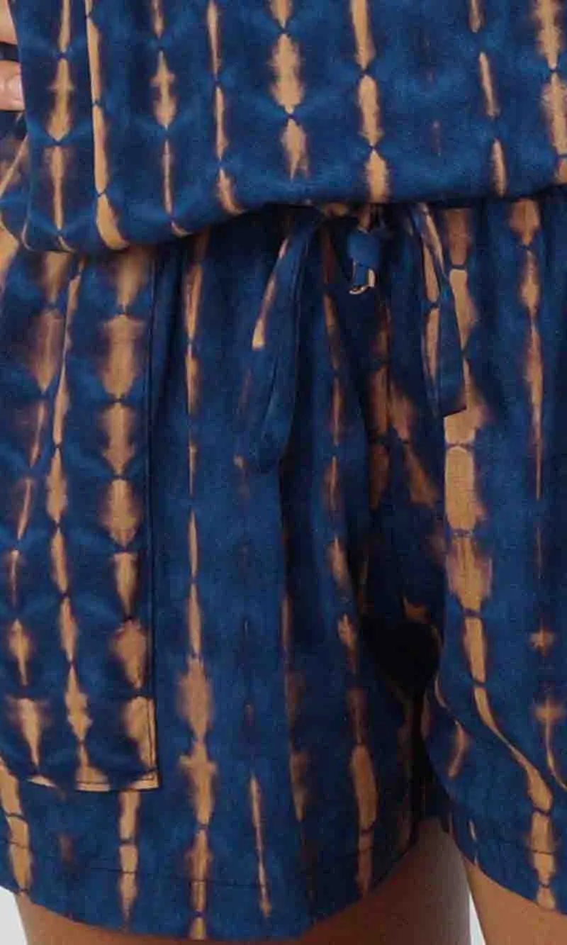 Rayon Jumpsuit Short Crackle Tie Dye, More Colours