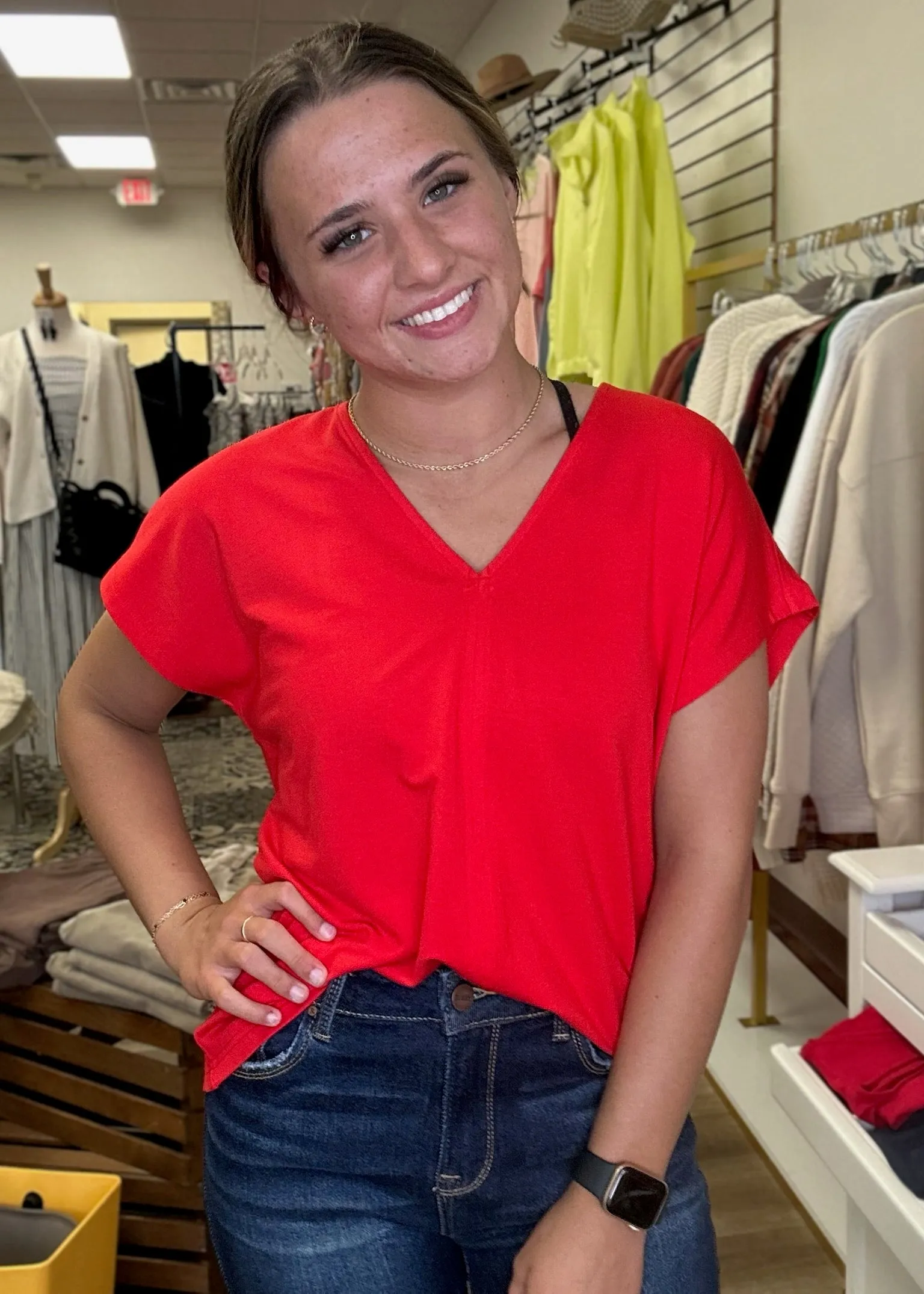 Red V Neck Tee